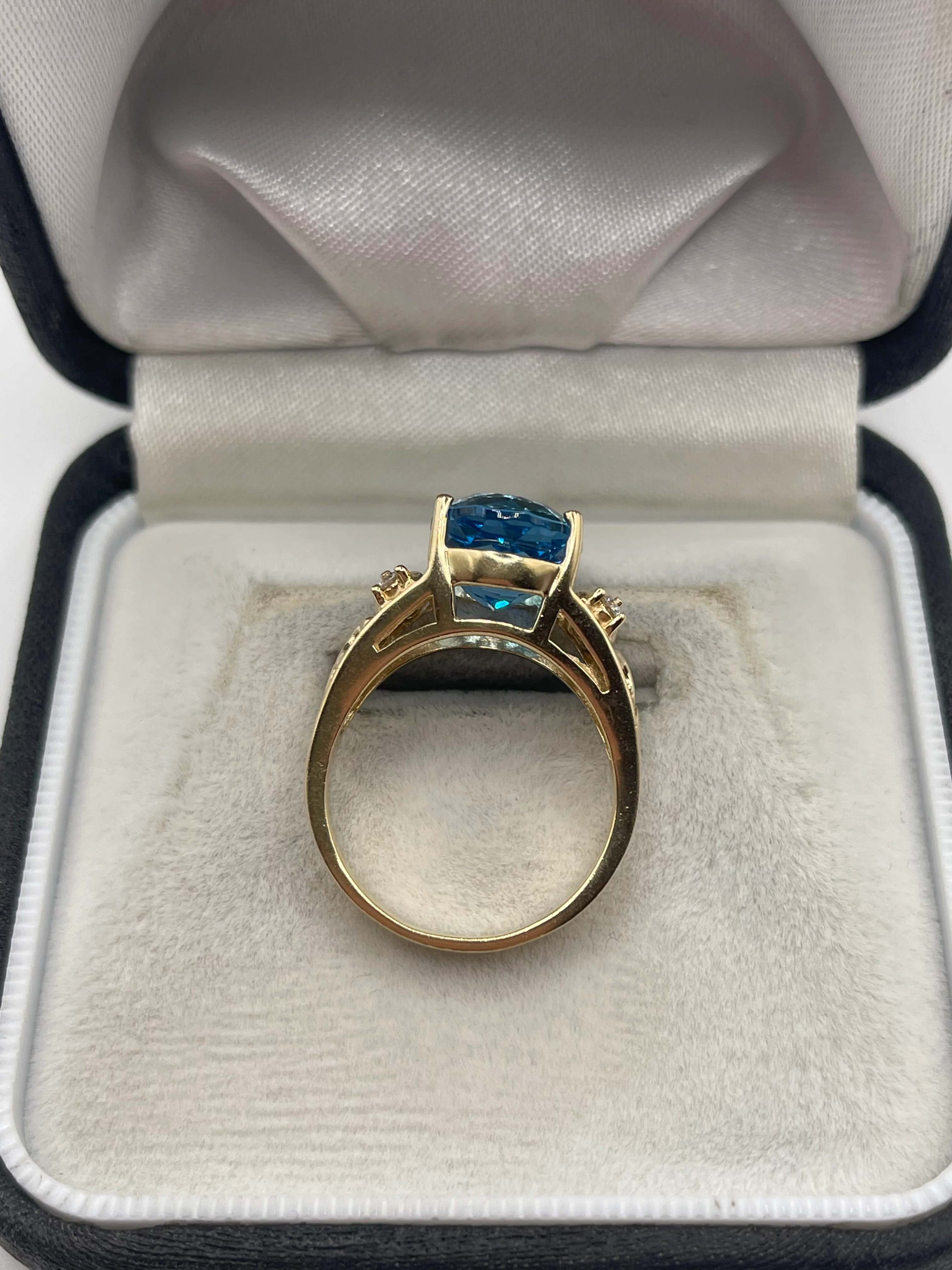 14ct gold blue topaz and diamond ring - Image 3