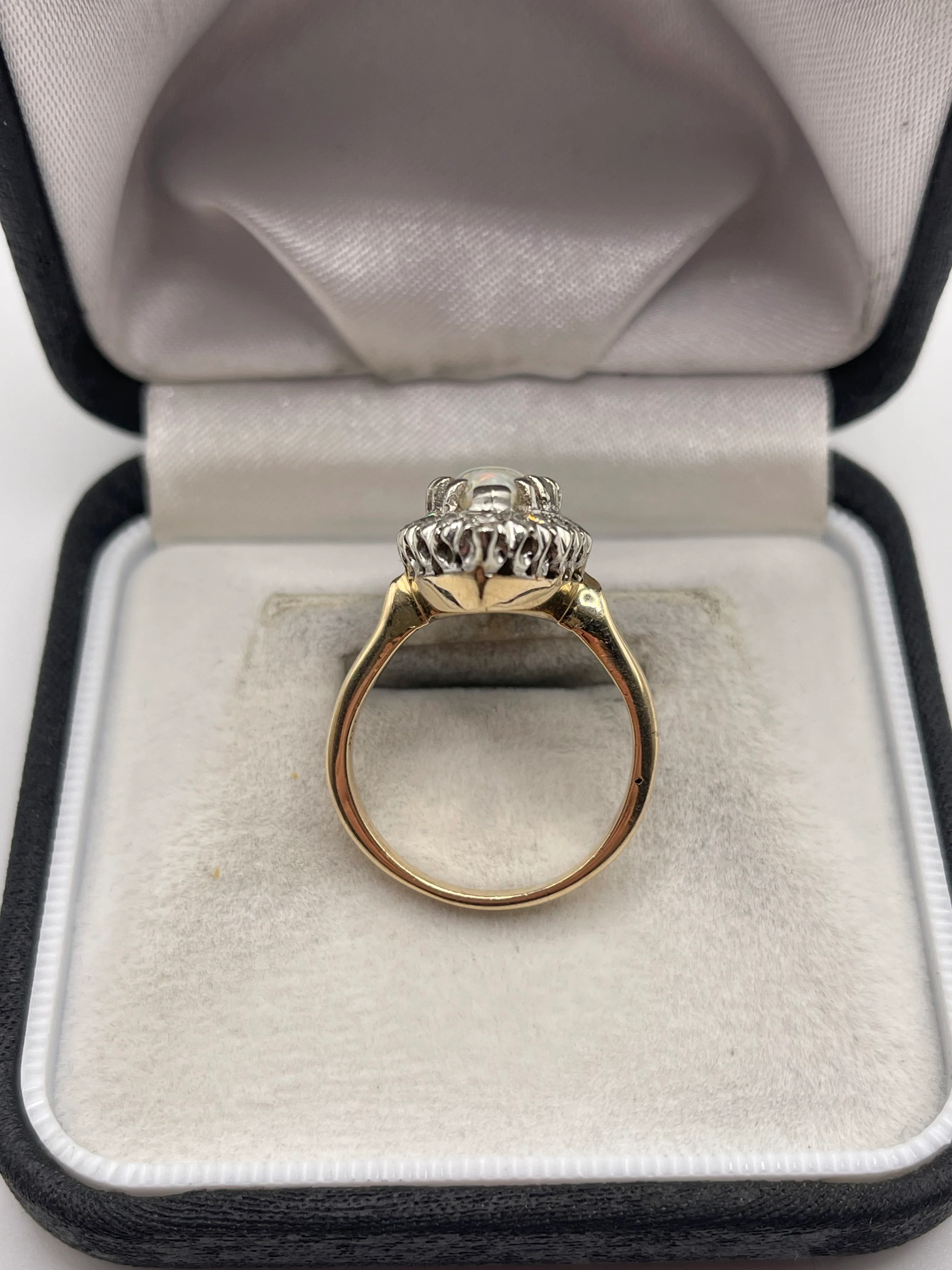 14ct gold opal and diamond navette ring - Image 3