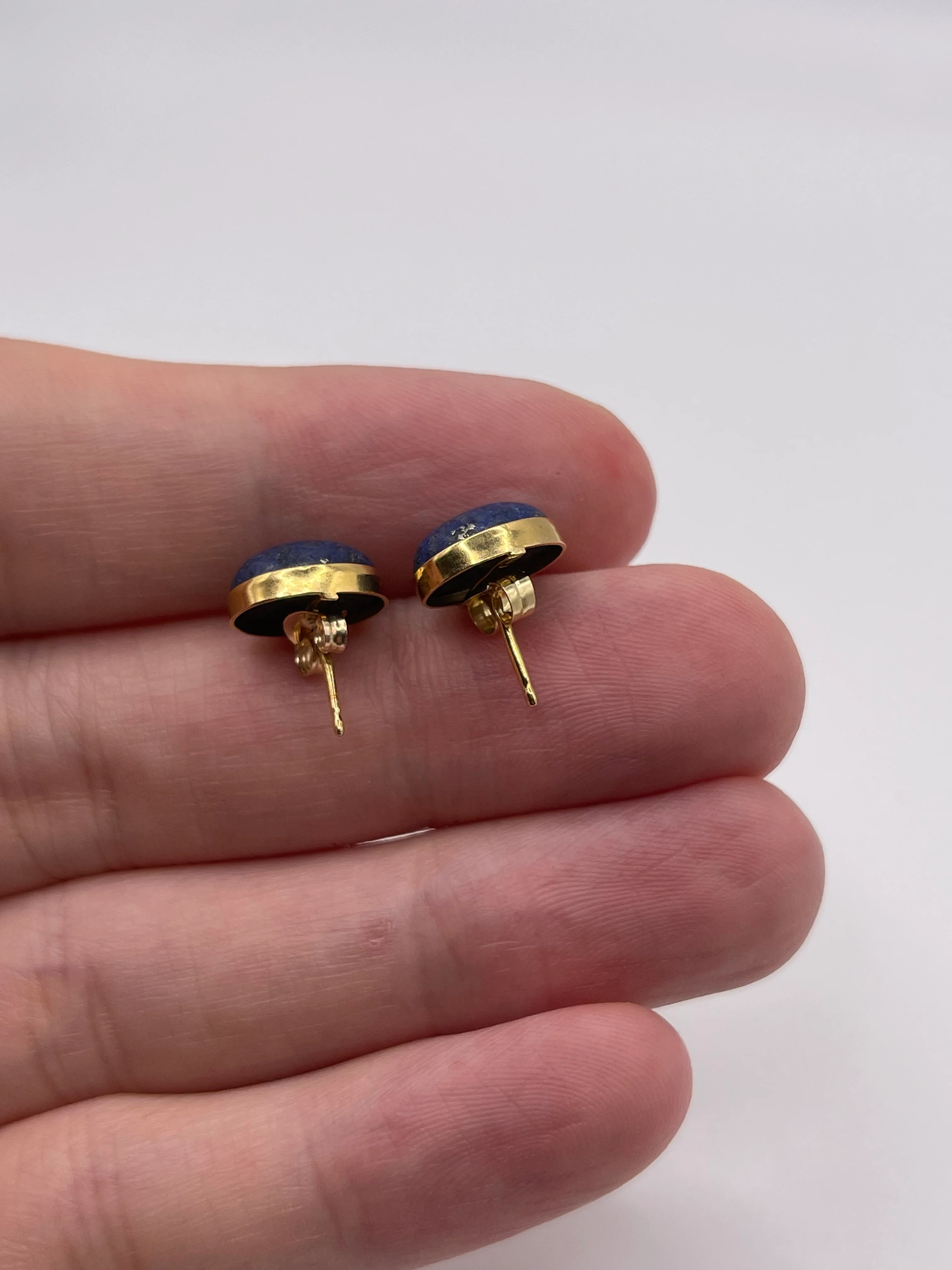18ct gold lapis lazuli earrings - Image 3
