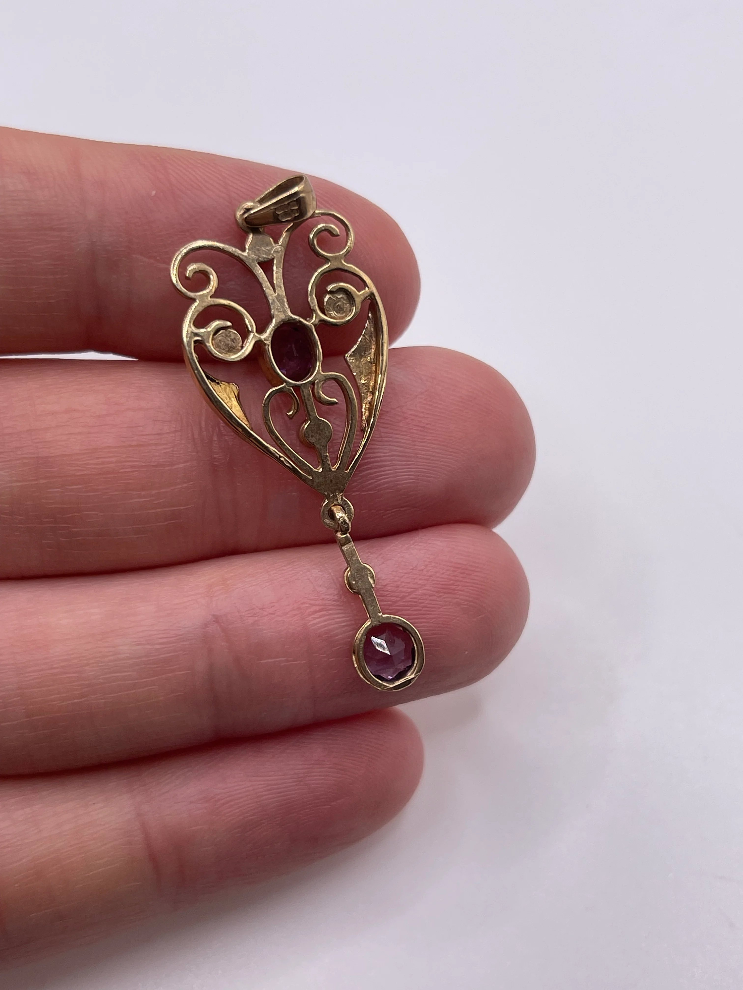 9ct gold amethyst and pearl pendant - Image 2