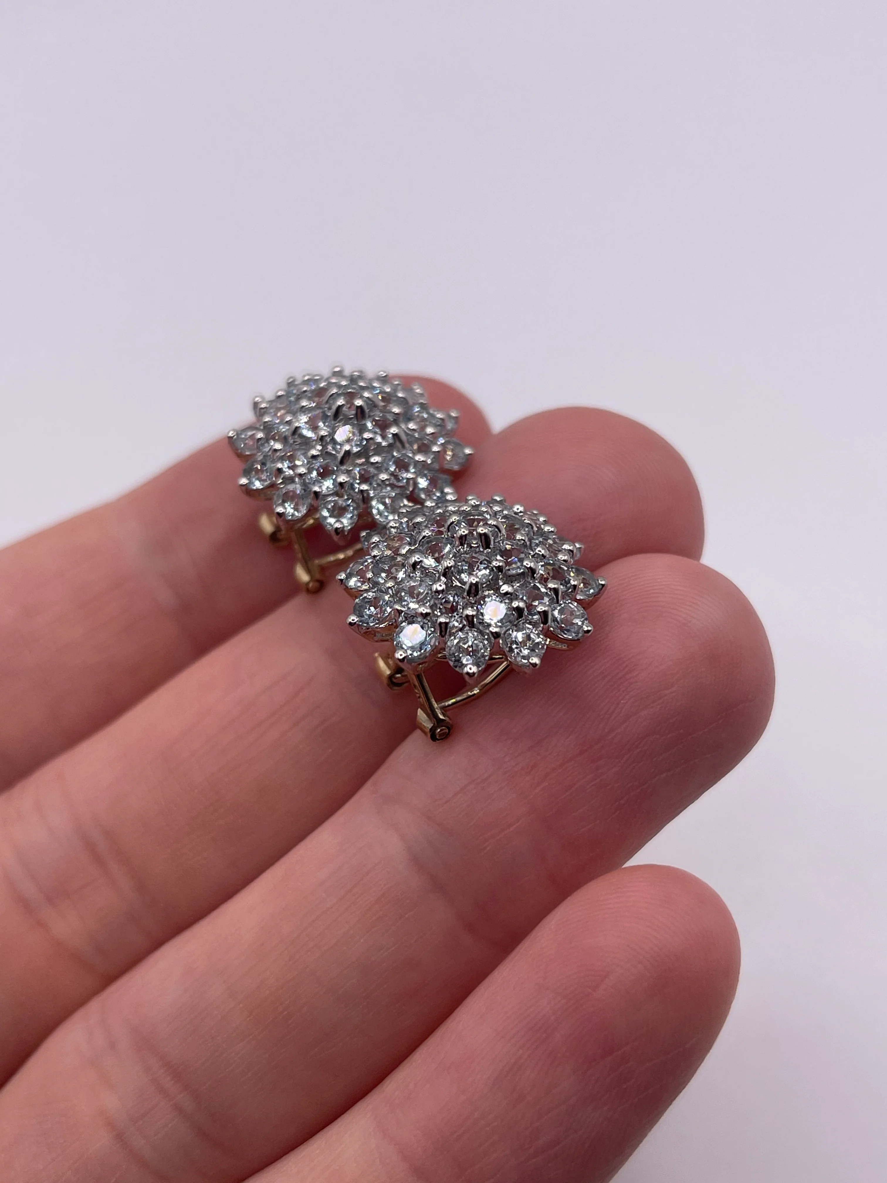 9ct gold aquamarine cluster earrings - Image 2