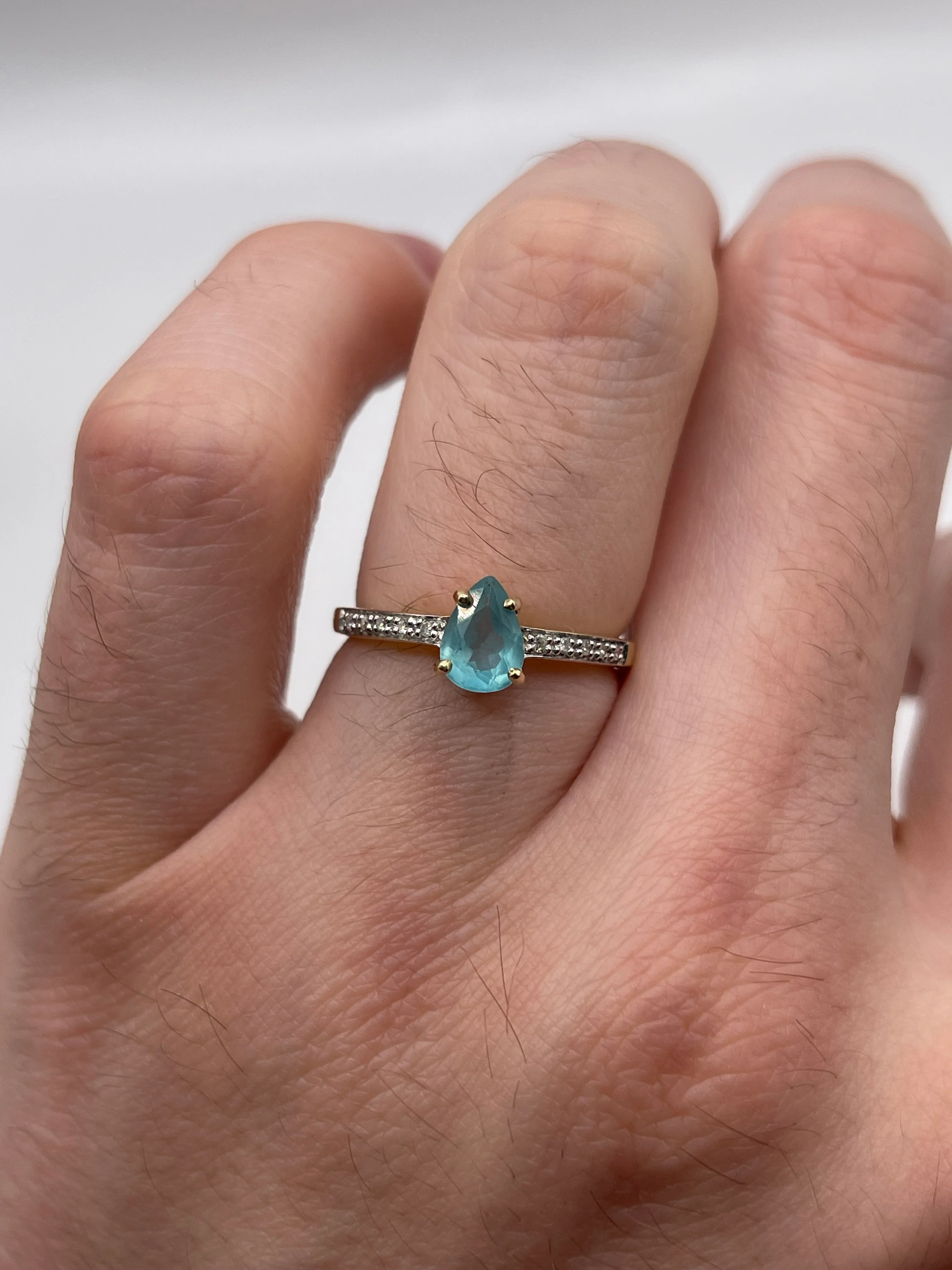 9ct gold blue apatite and diamond ring - Image 4