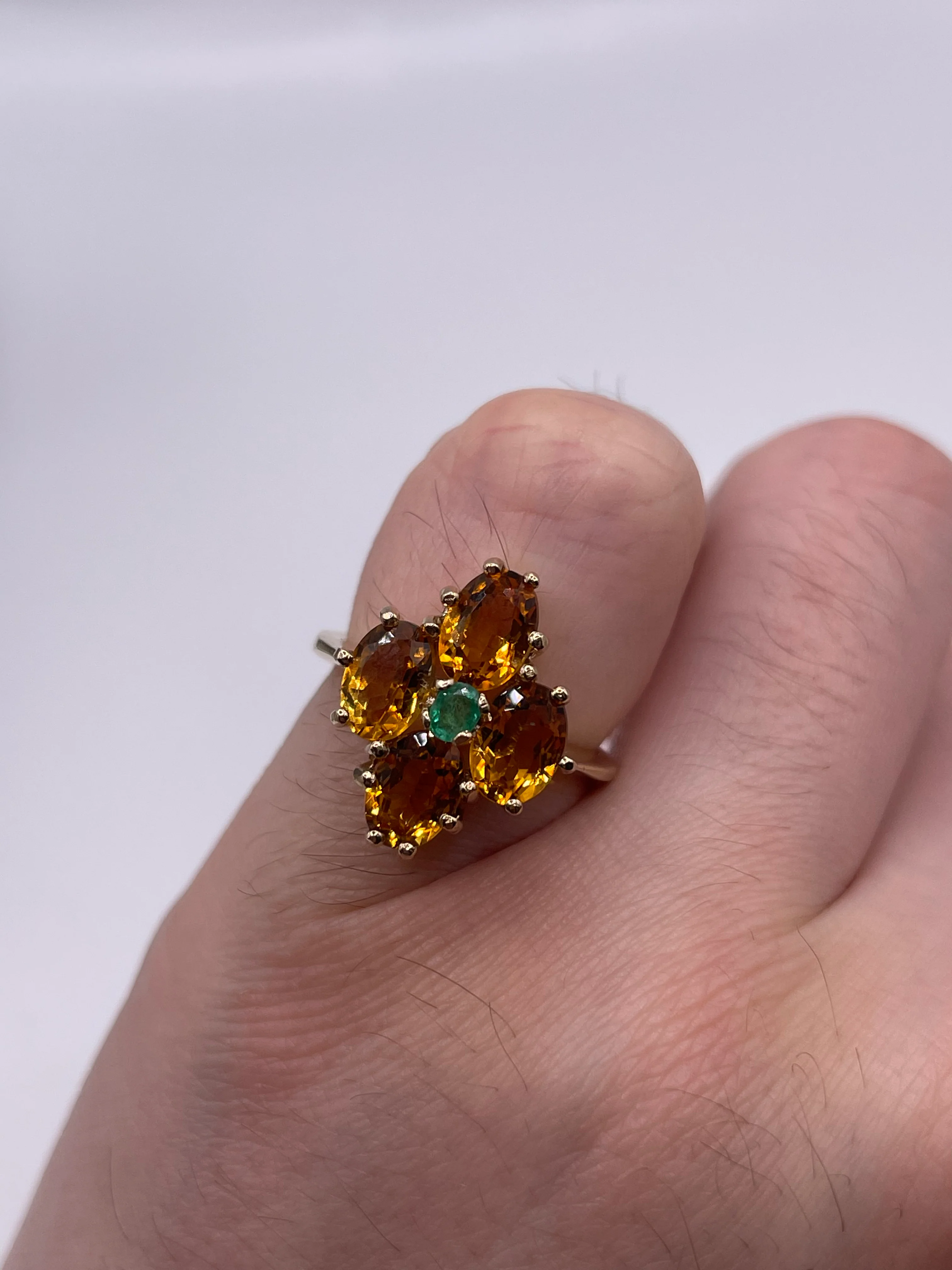 9ct gold emerald and citrine ring - Image 4
