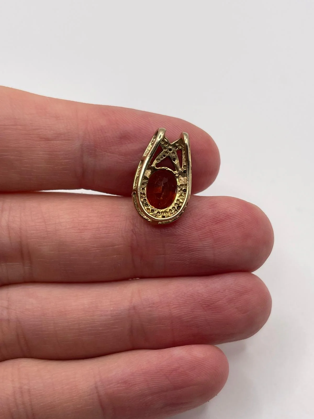 9ct gold fire opal and diamond pendant - Image 2