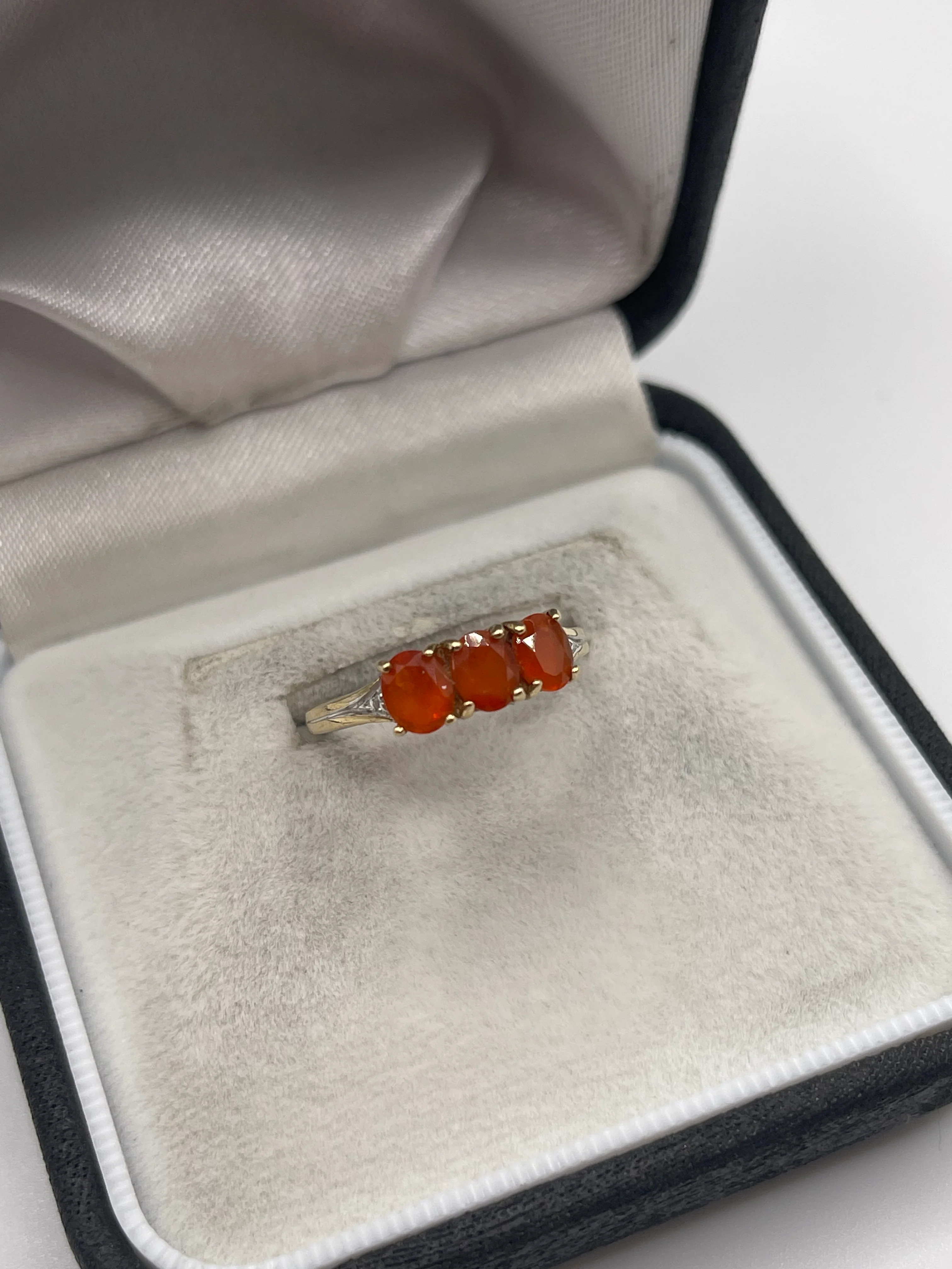 9ct gold fire opal and diamond ring - Image 2