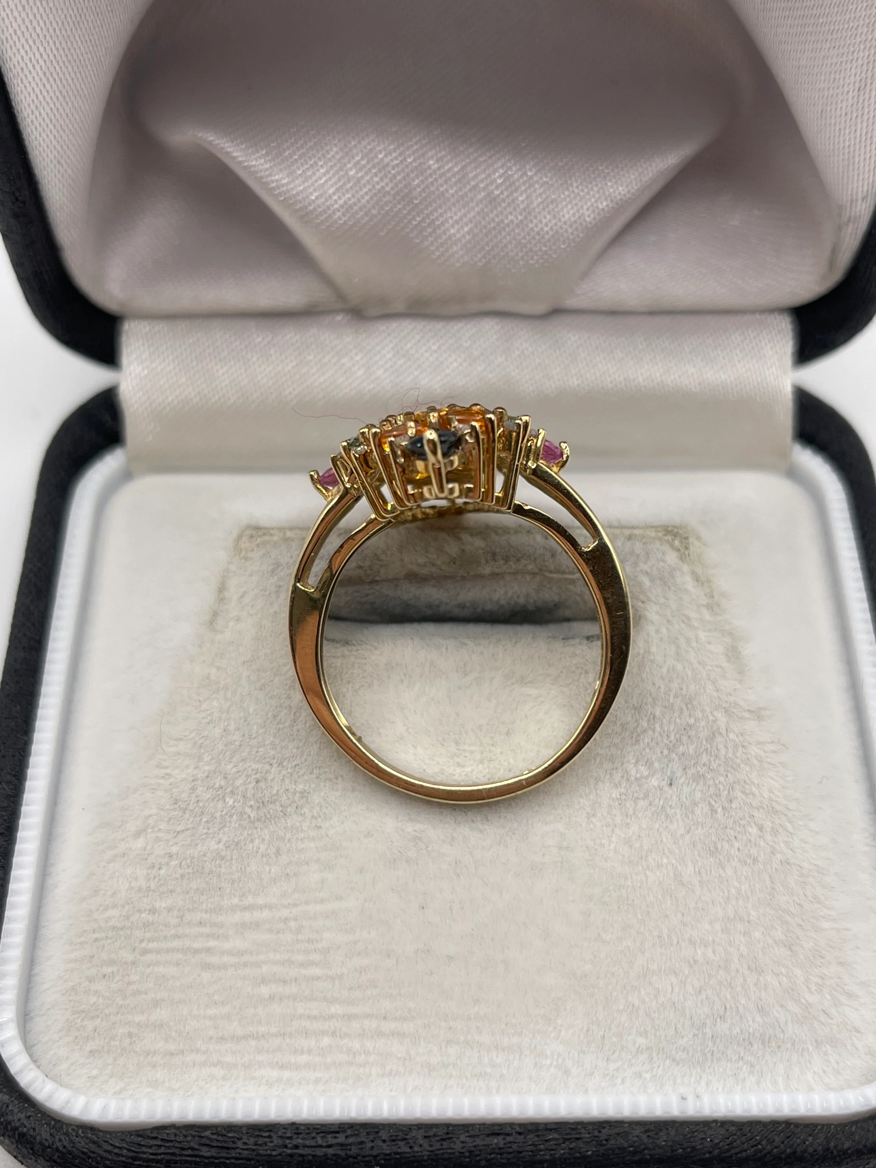 9ct gold multi coloured sapphire and diamond ring - Image 3