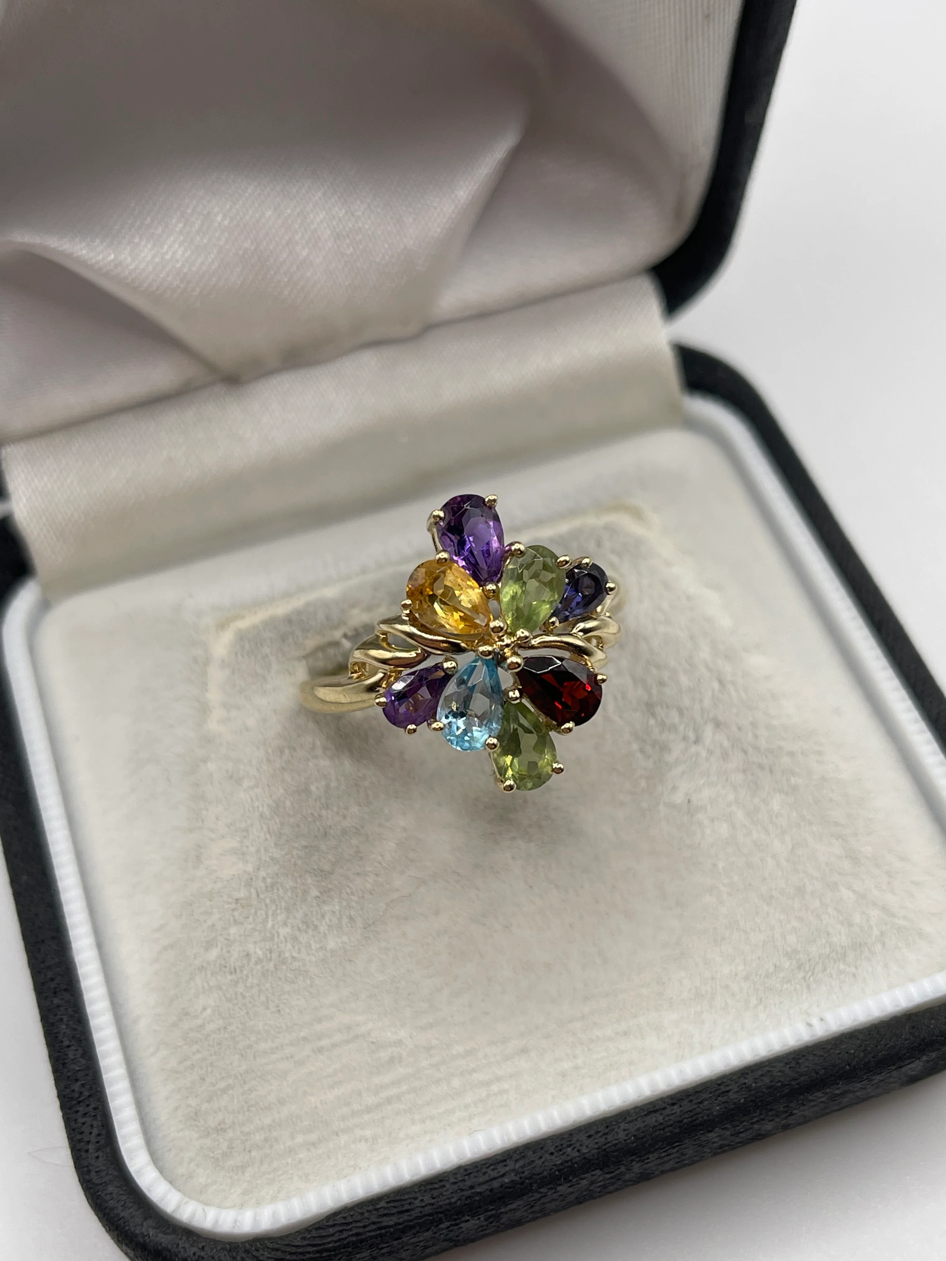 9ct gold multi gemstone cluster ring - Image 2