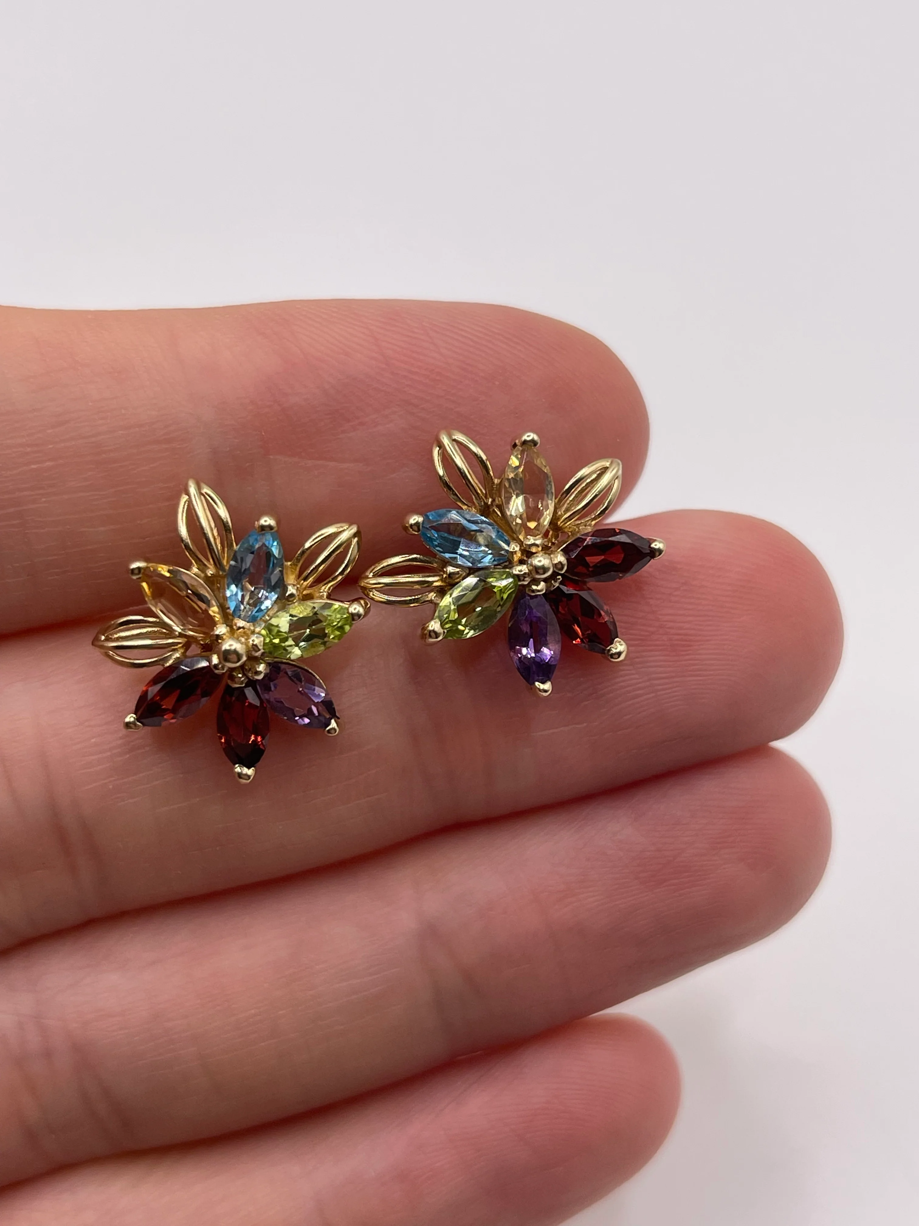 9ct gold multi gemstone earrings