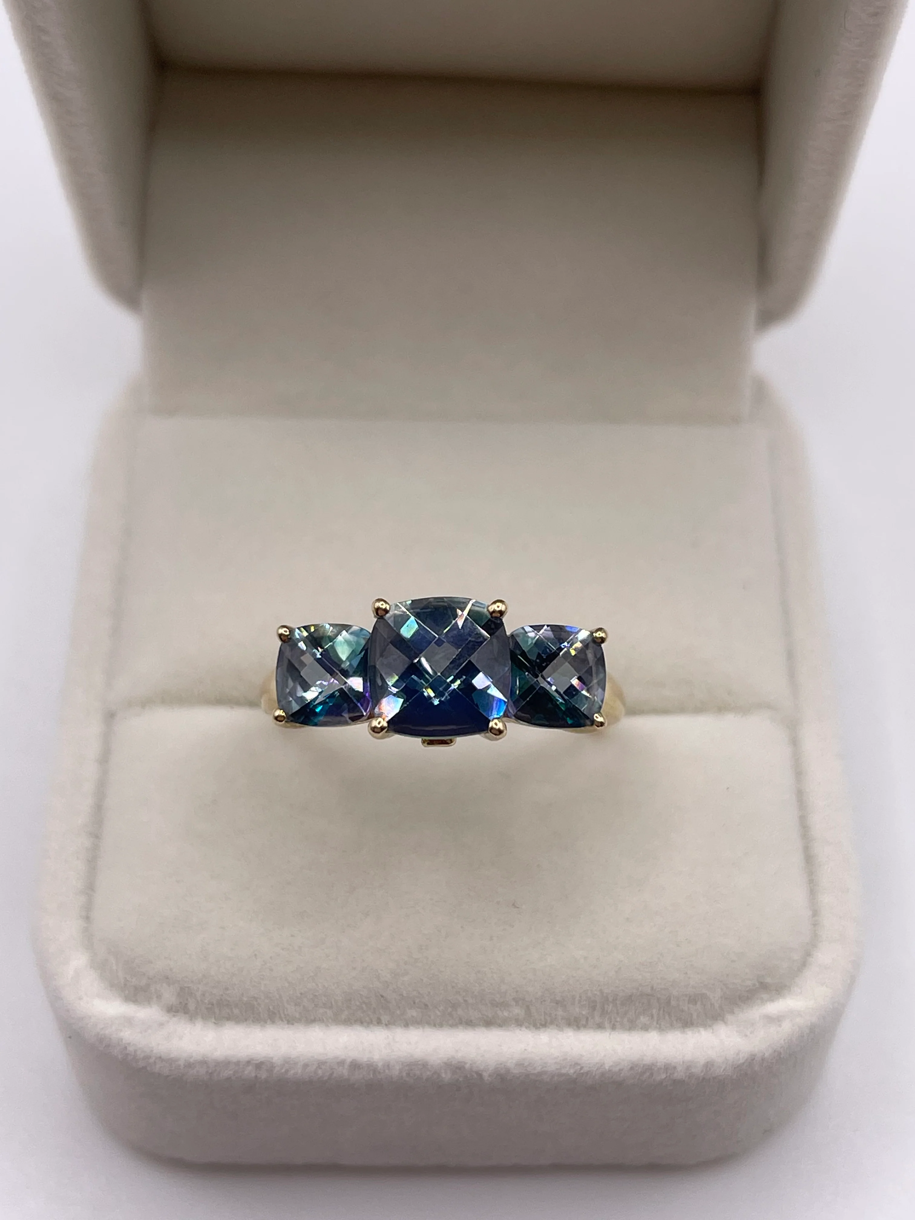 9ct gold mystic topaz ring
