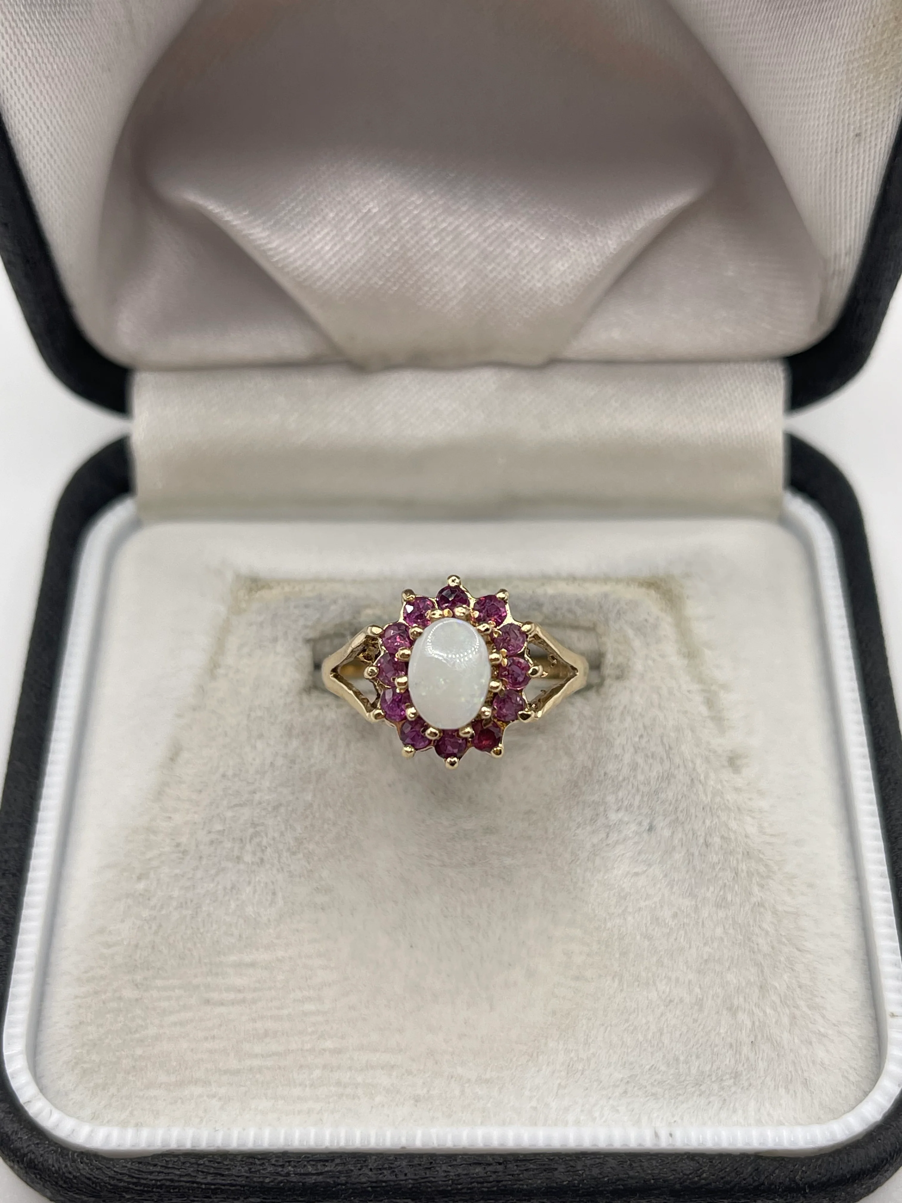 9ct gold opal and ruby ring