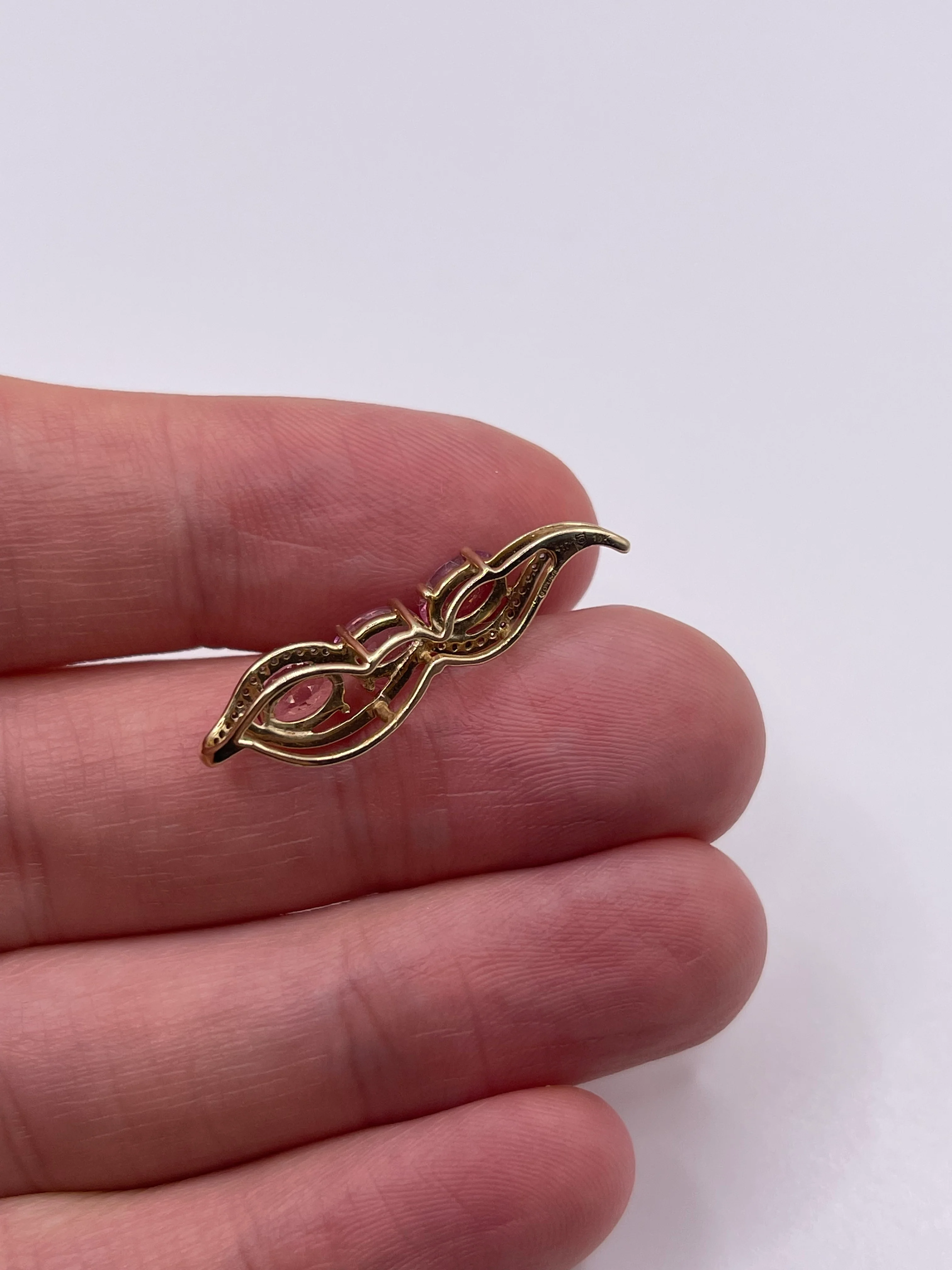 9ct gold pink sapphire and diamond pendant - Image 2