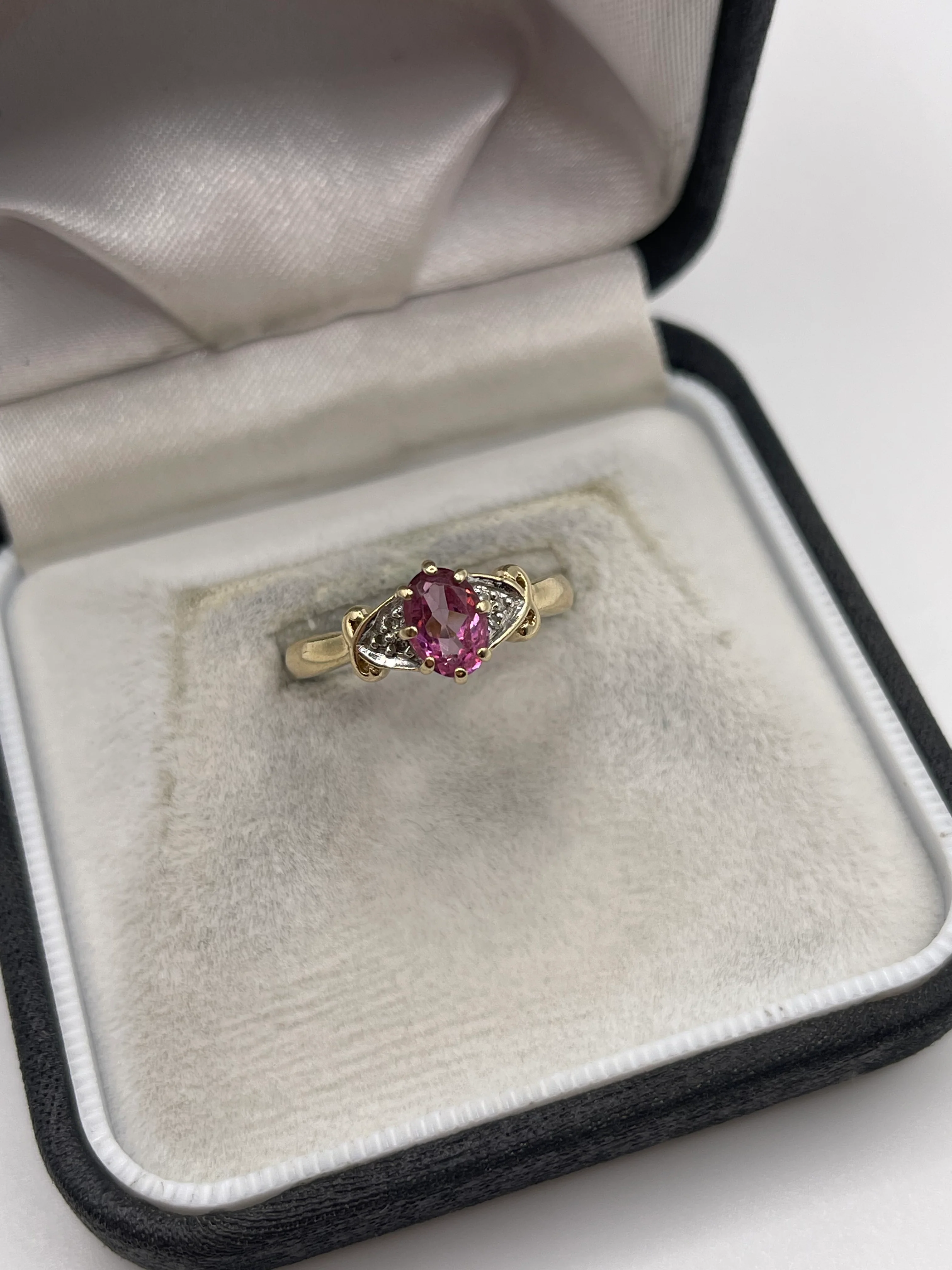 9ct gold pink topaz and diamond ring - Image 2