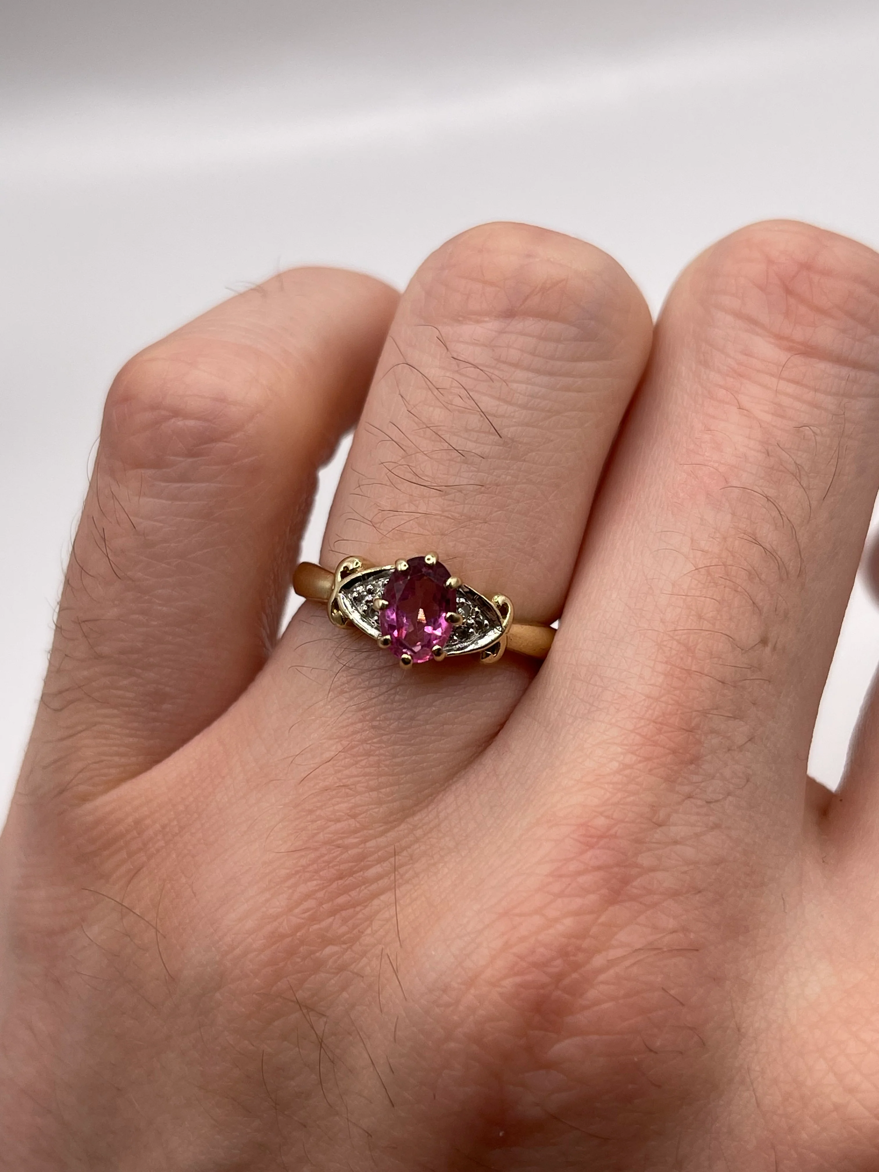 9ct gold pink topaz and diamond ring - Image 4