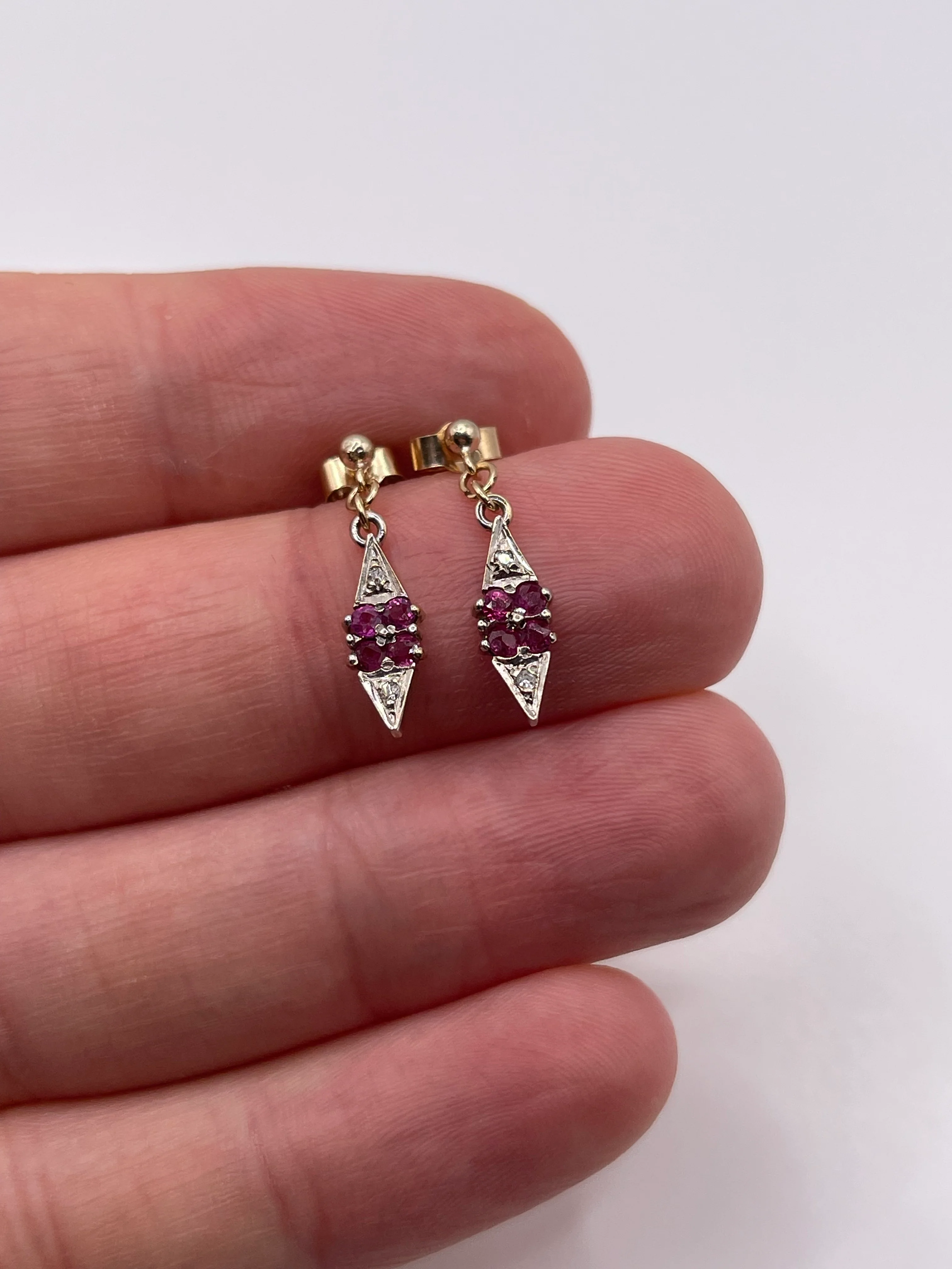 9ct gold ruby and diamond earrings - Image 2