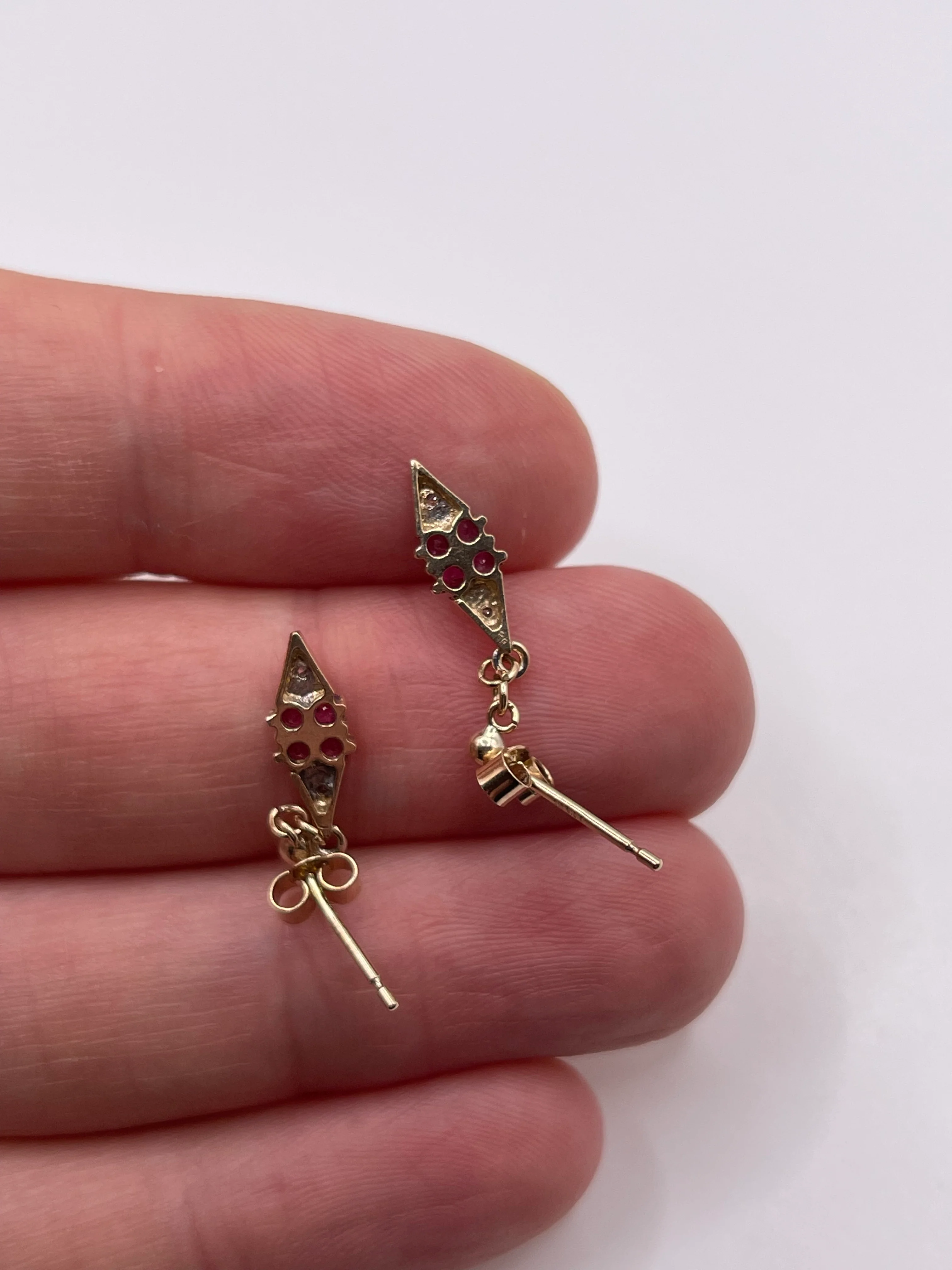 9ct gold ruby and diamond earrings - Image 3
