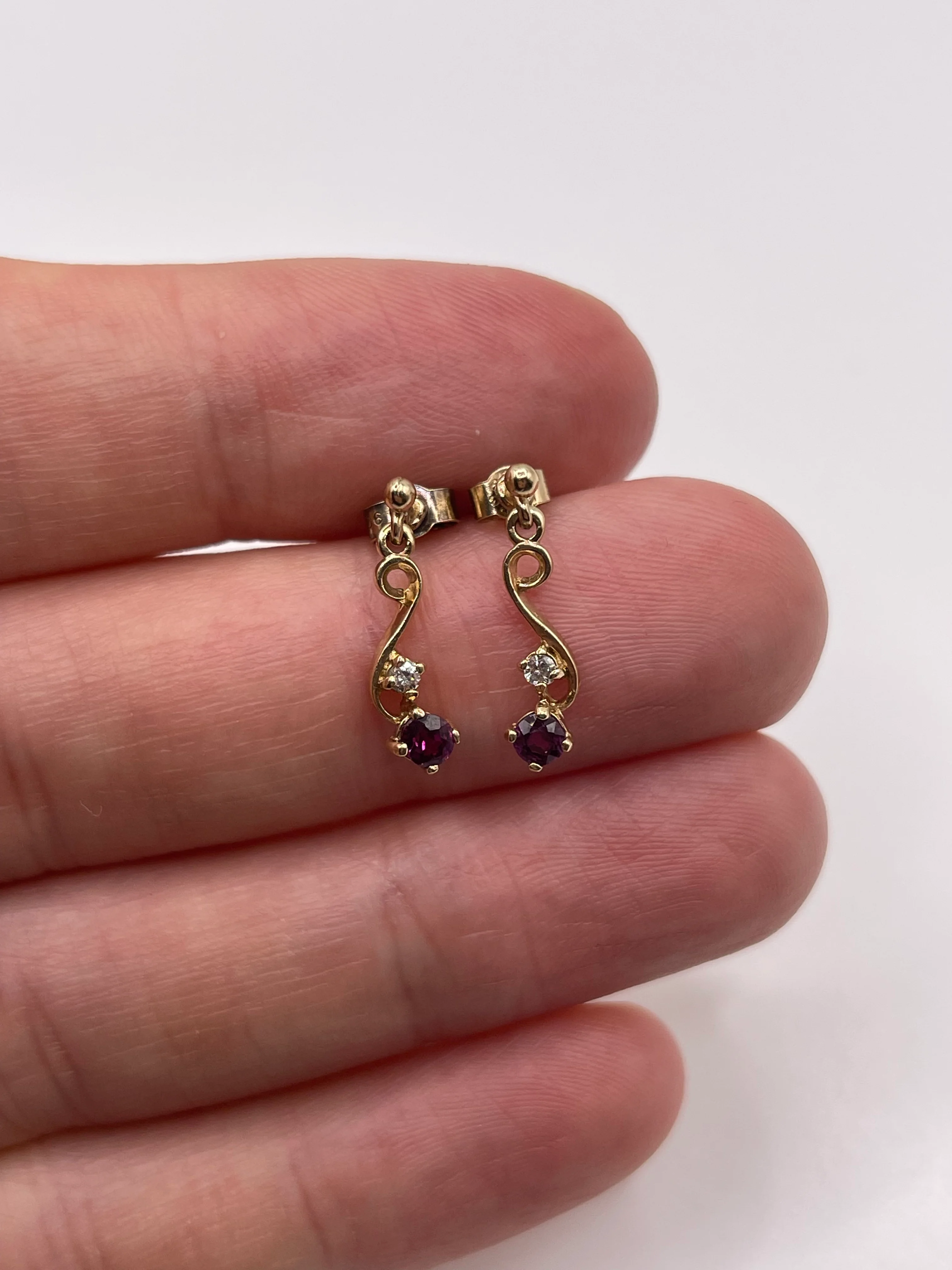 9ct gold ruby and diamond earrings