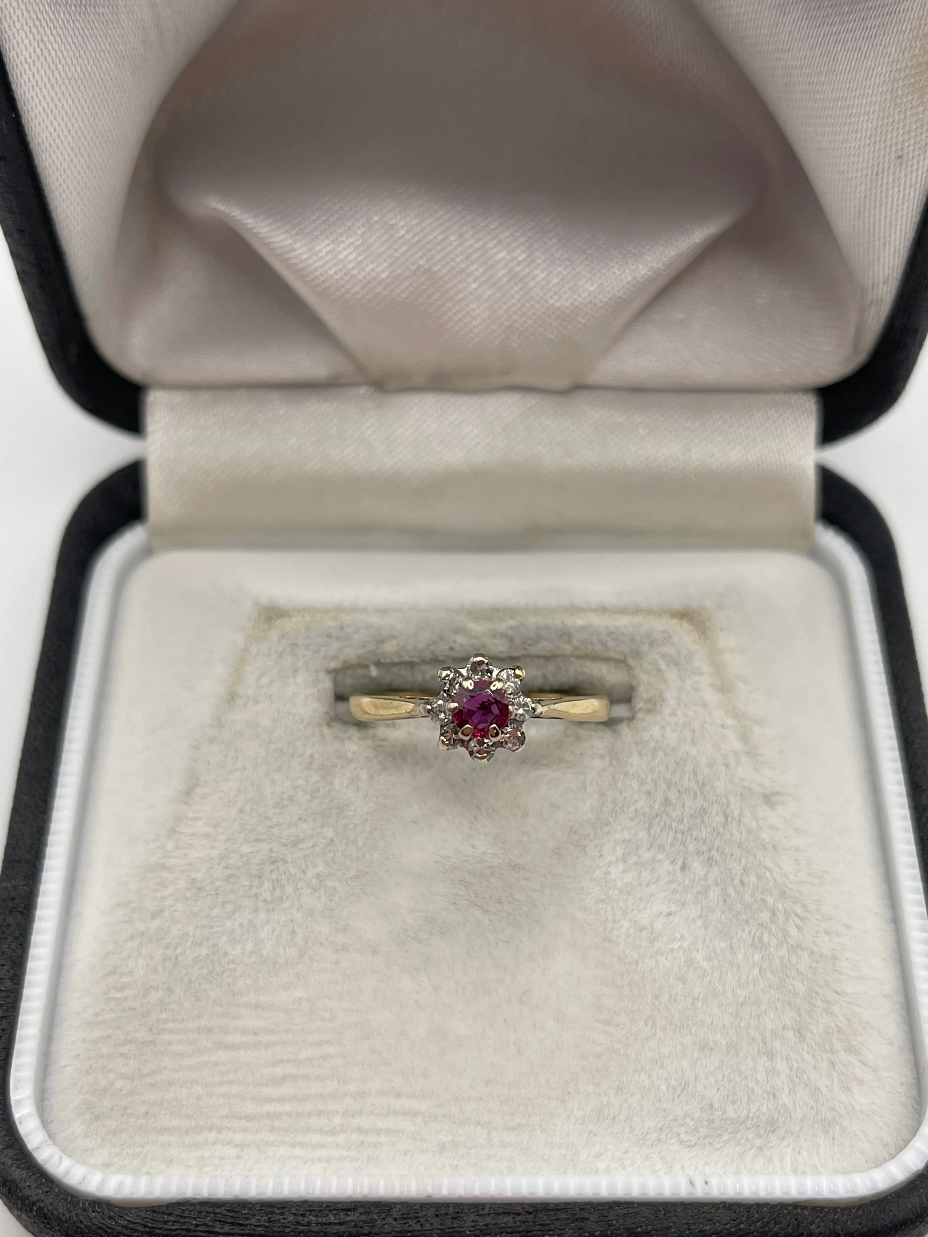 9ct gold ruby and diamond ring