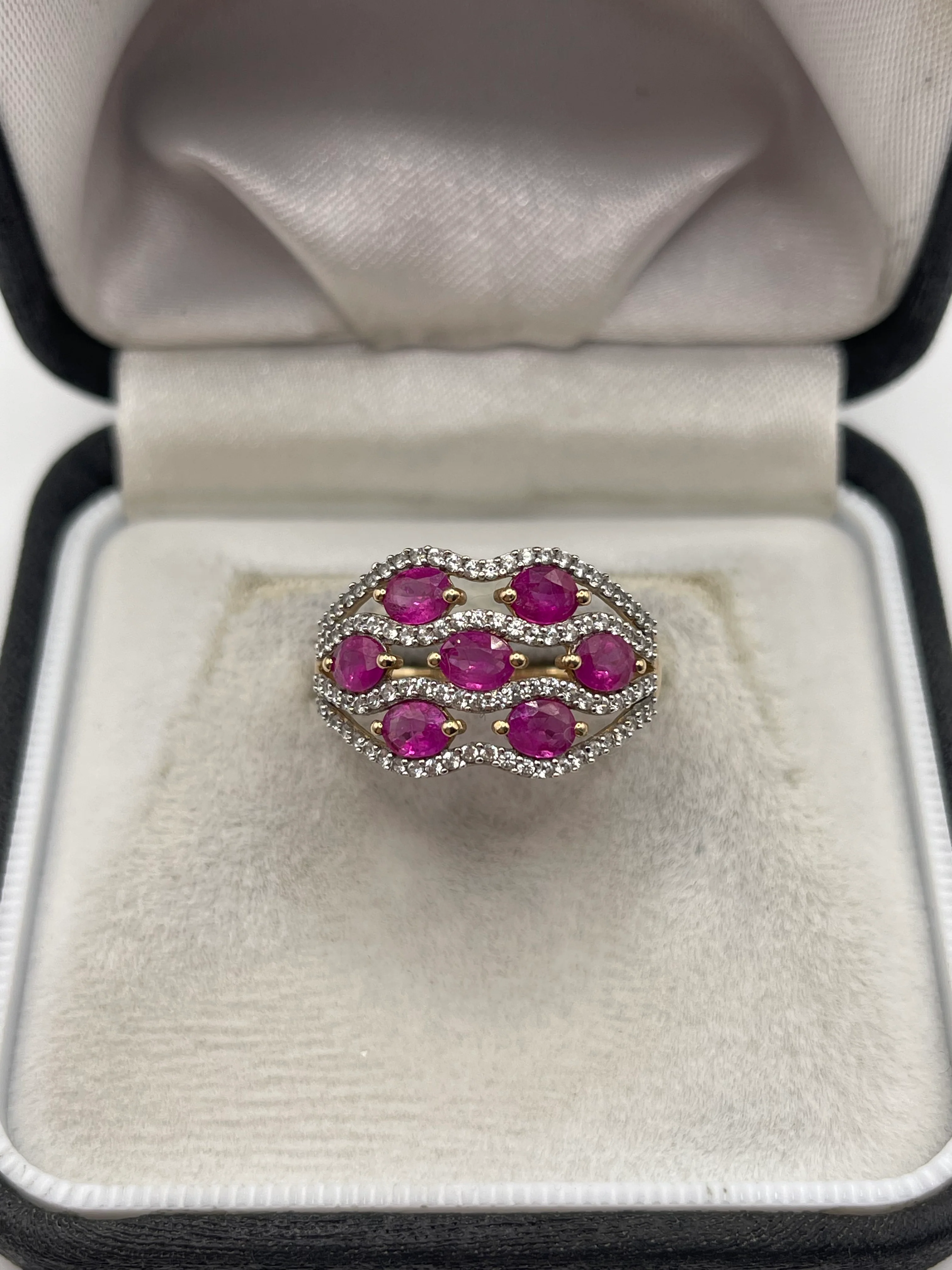 9ct gold ruby and zircon ring