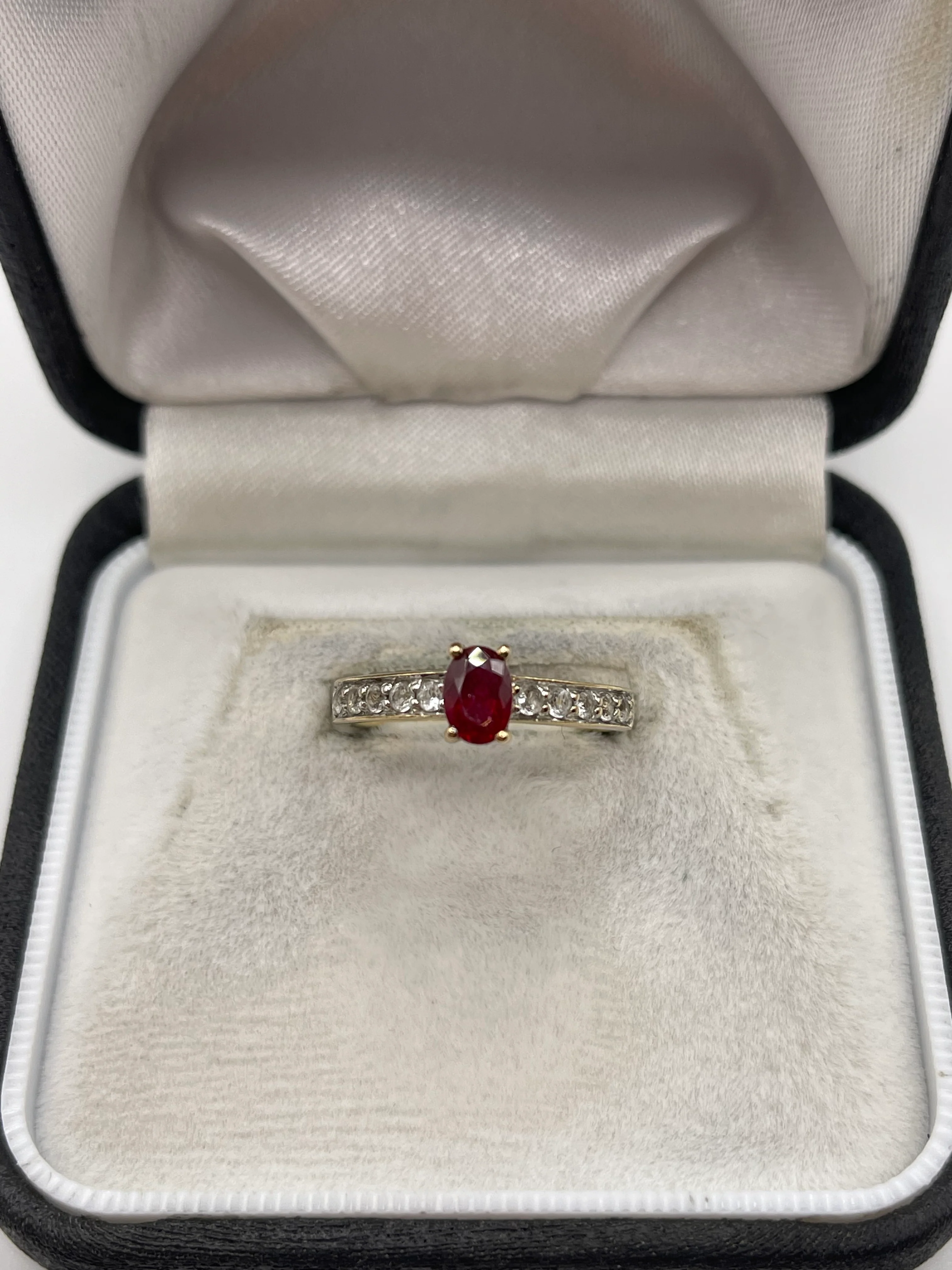 9ct gold ruby and zircon ring