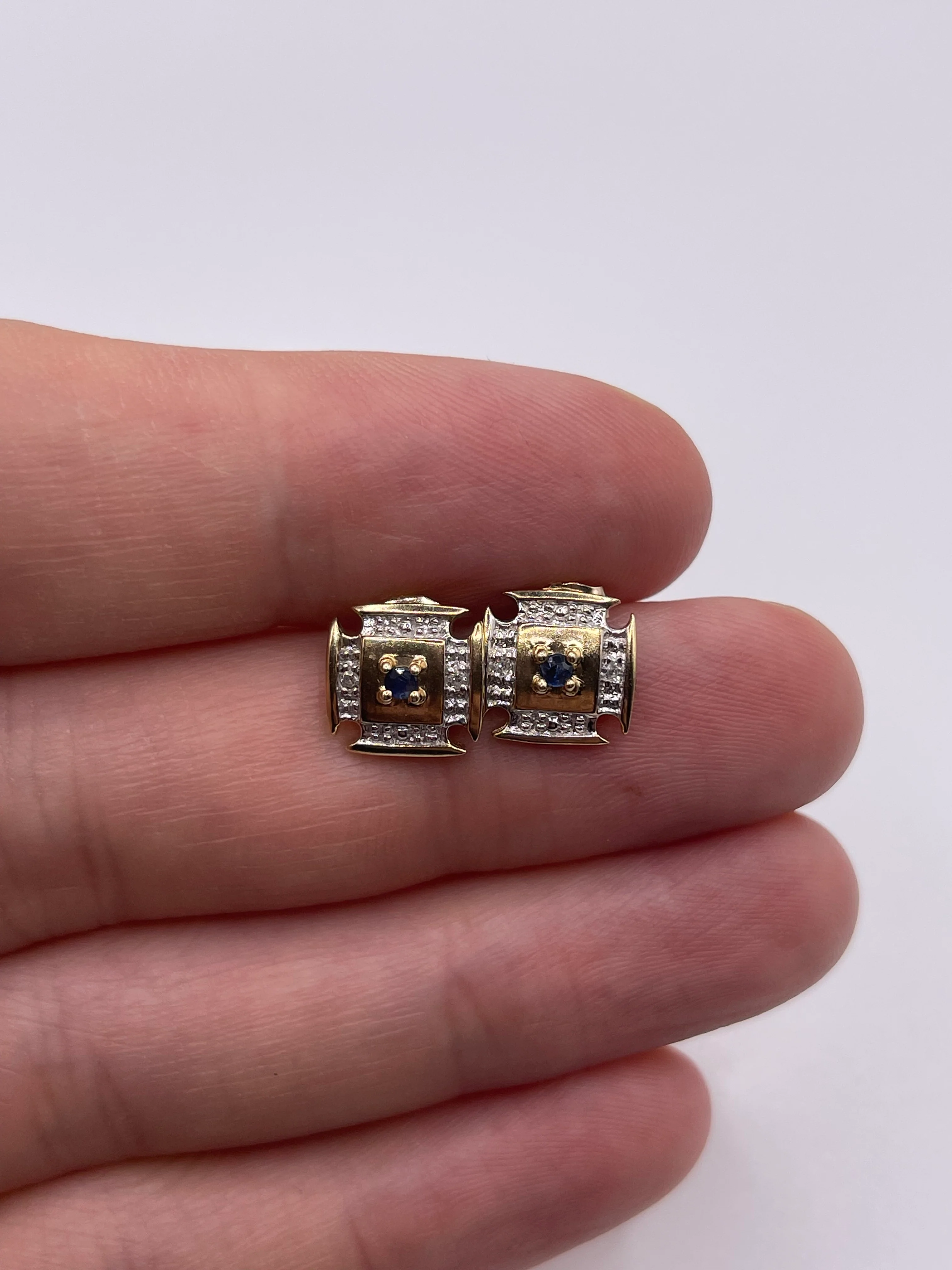 9ct gold sapphire and diamond earrings