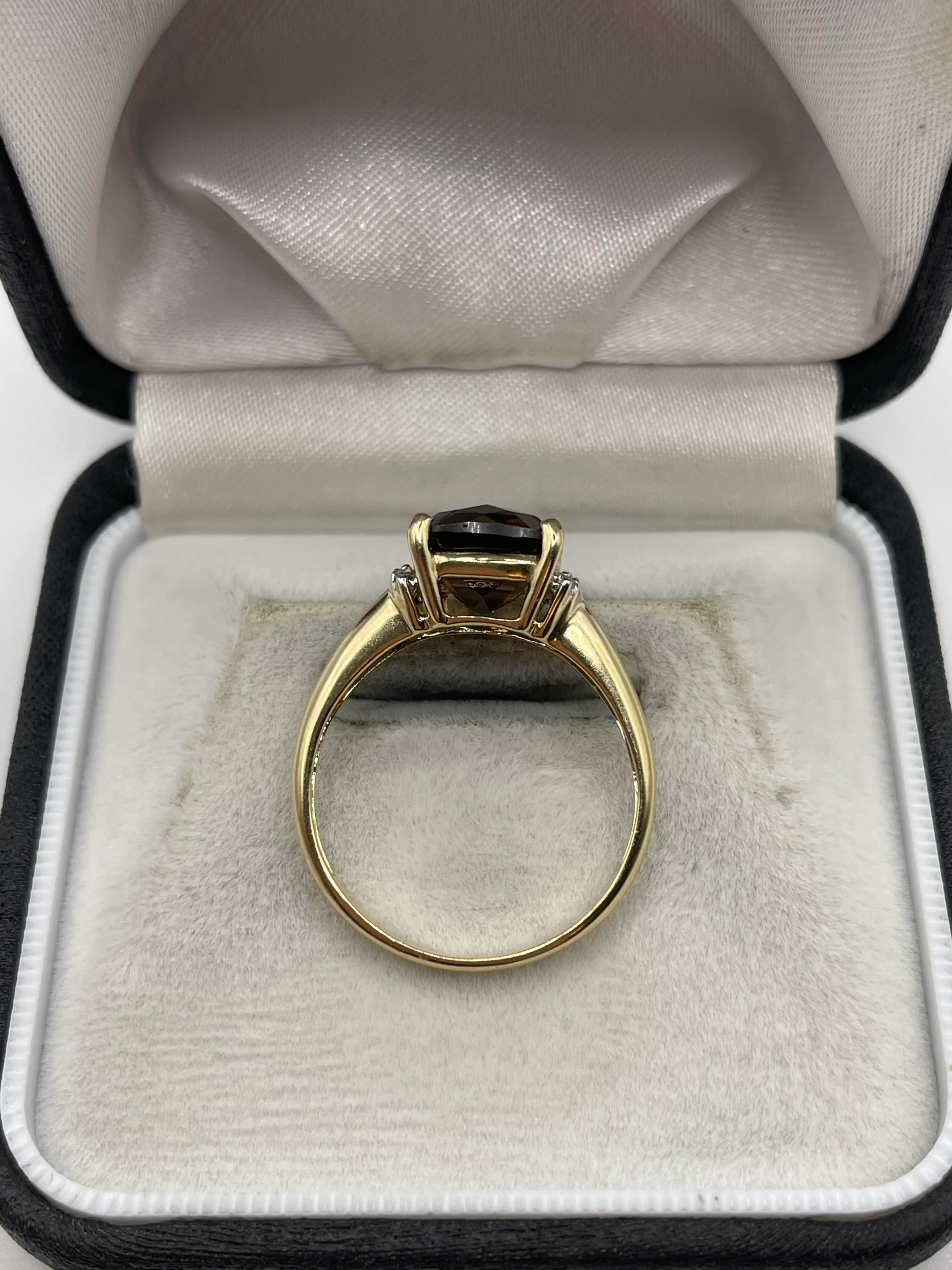 9ct gold Smokey quartz and diamond ring - Image 3