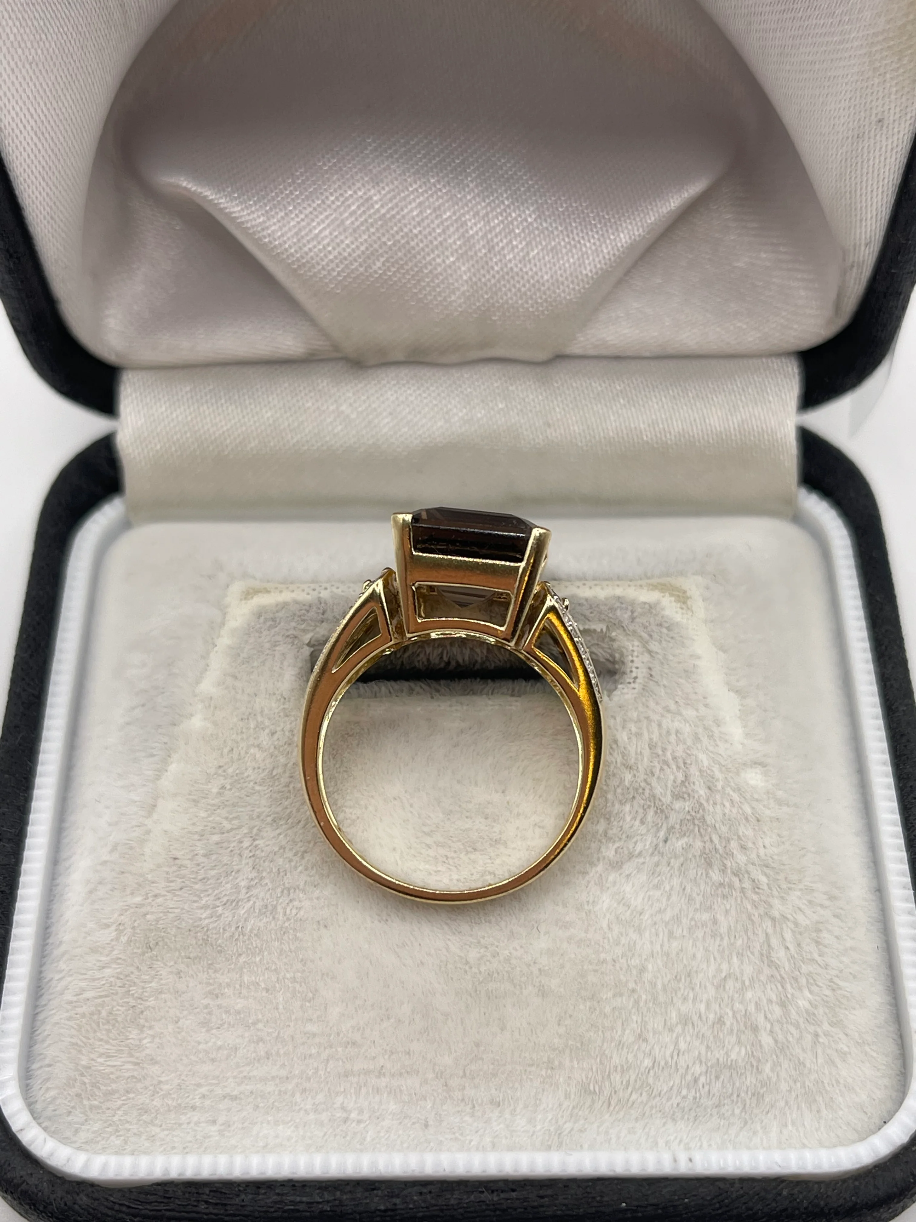 9ct gold Smokey quartz and diamond ring - Image 3