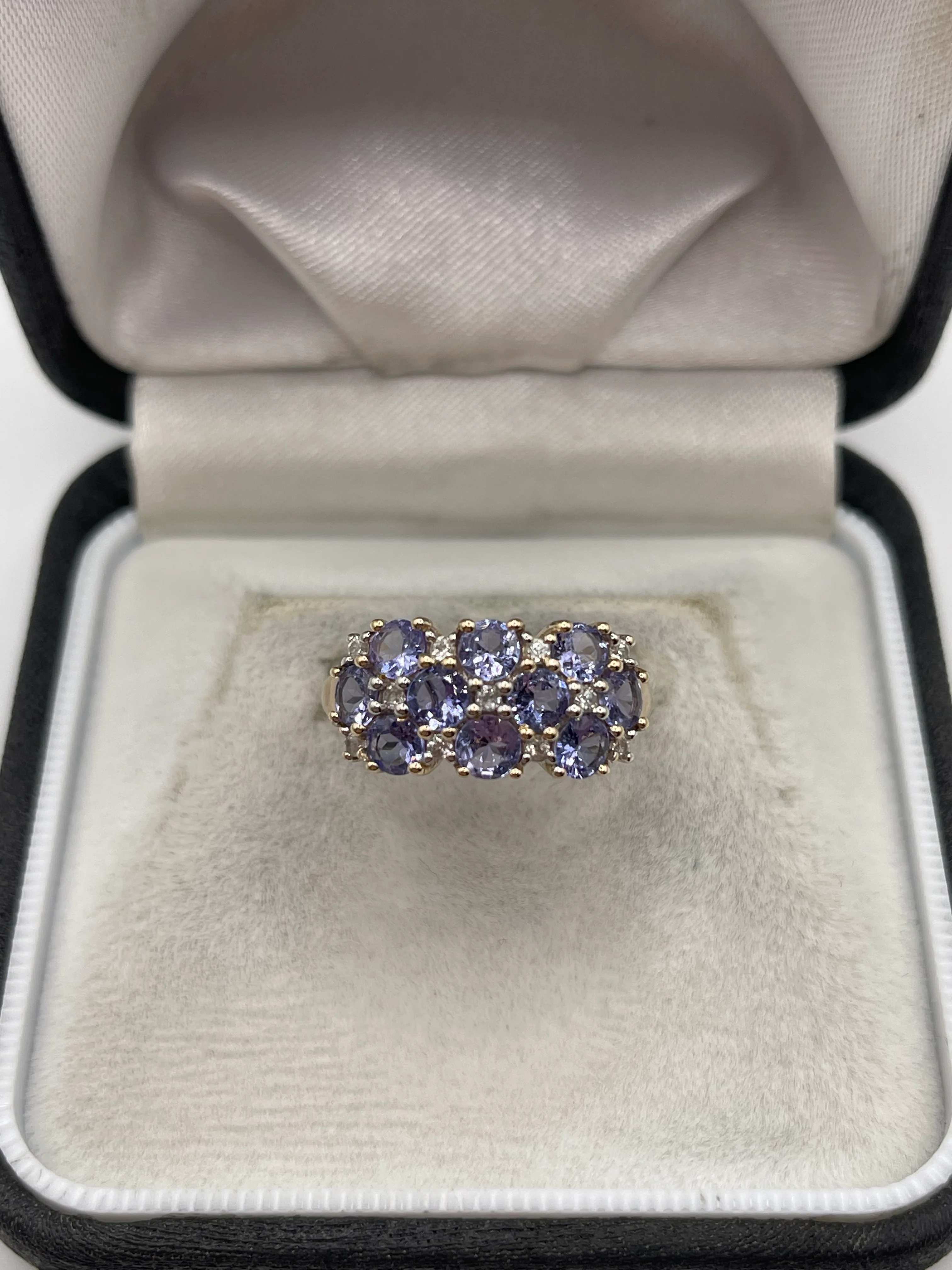 9ct gold tanzanite and zircon ring