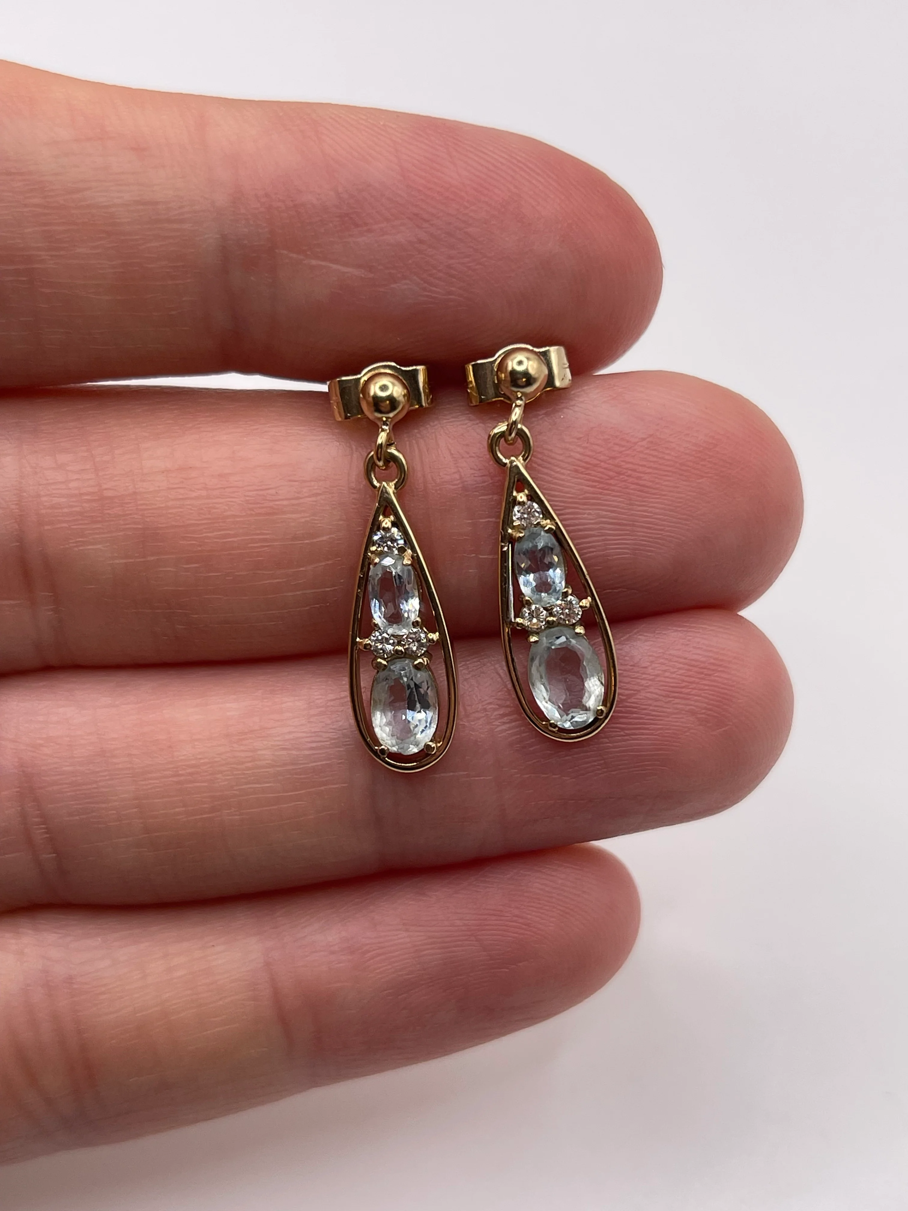 9ct gold topaz and diamond earrings