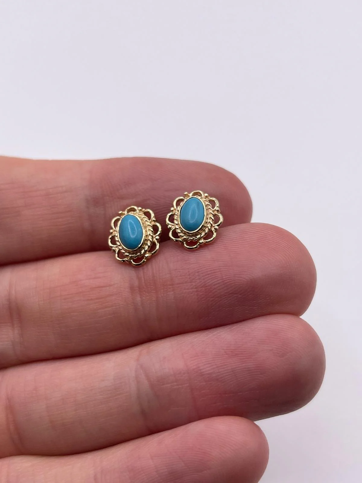 9ct gold turquoise earrings - Image 2
