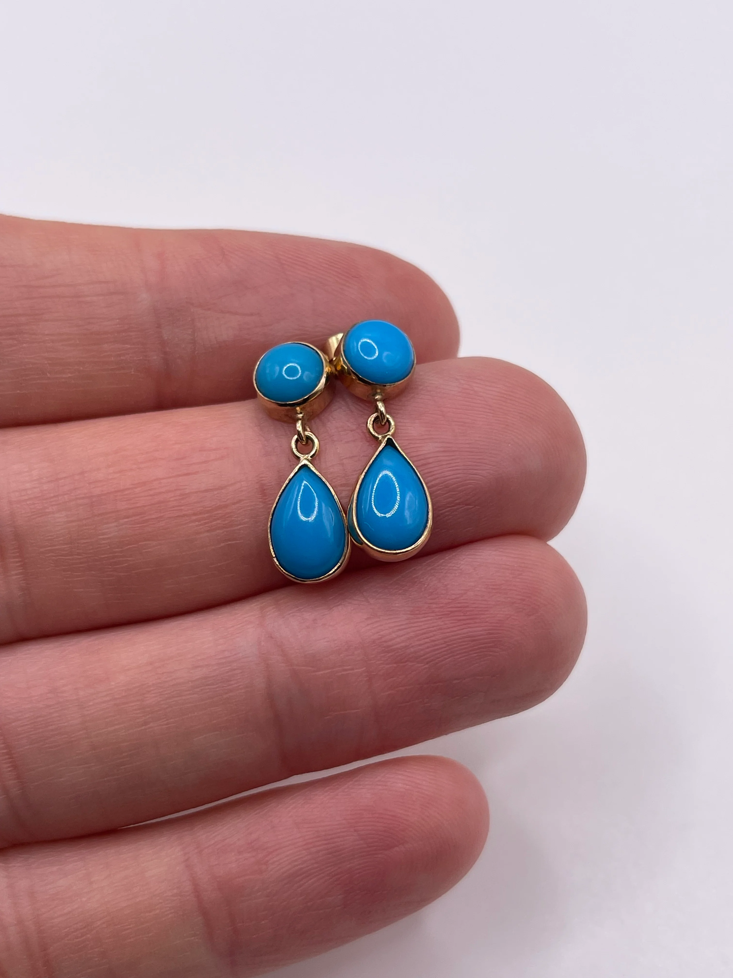 9ct gold turquoise earrings - Image 2