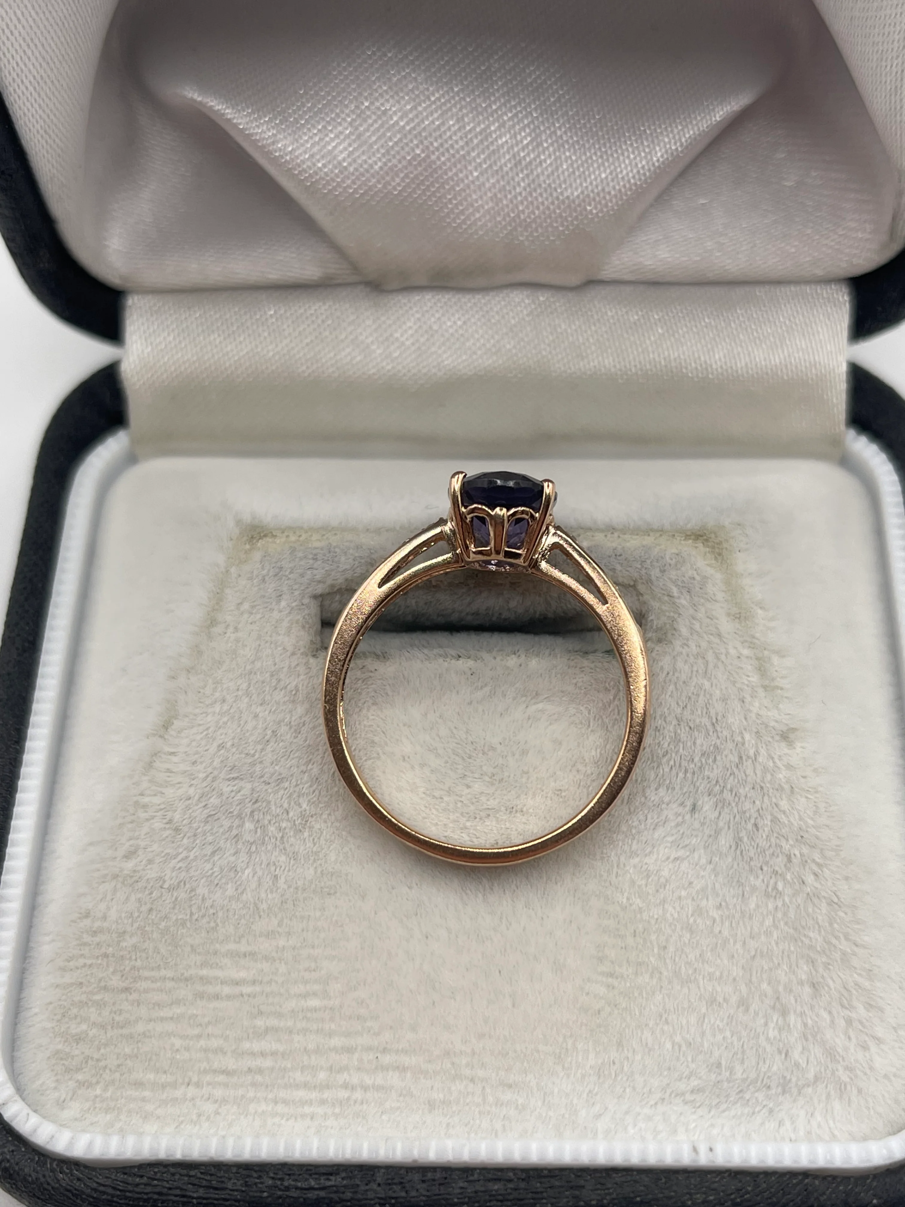 9ct rose gold blueberry quartz and diamond ring - Image 3