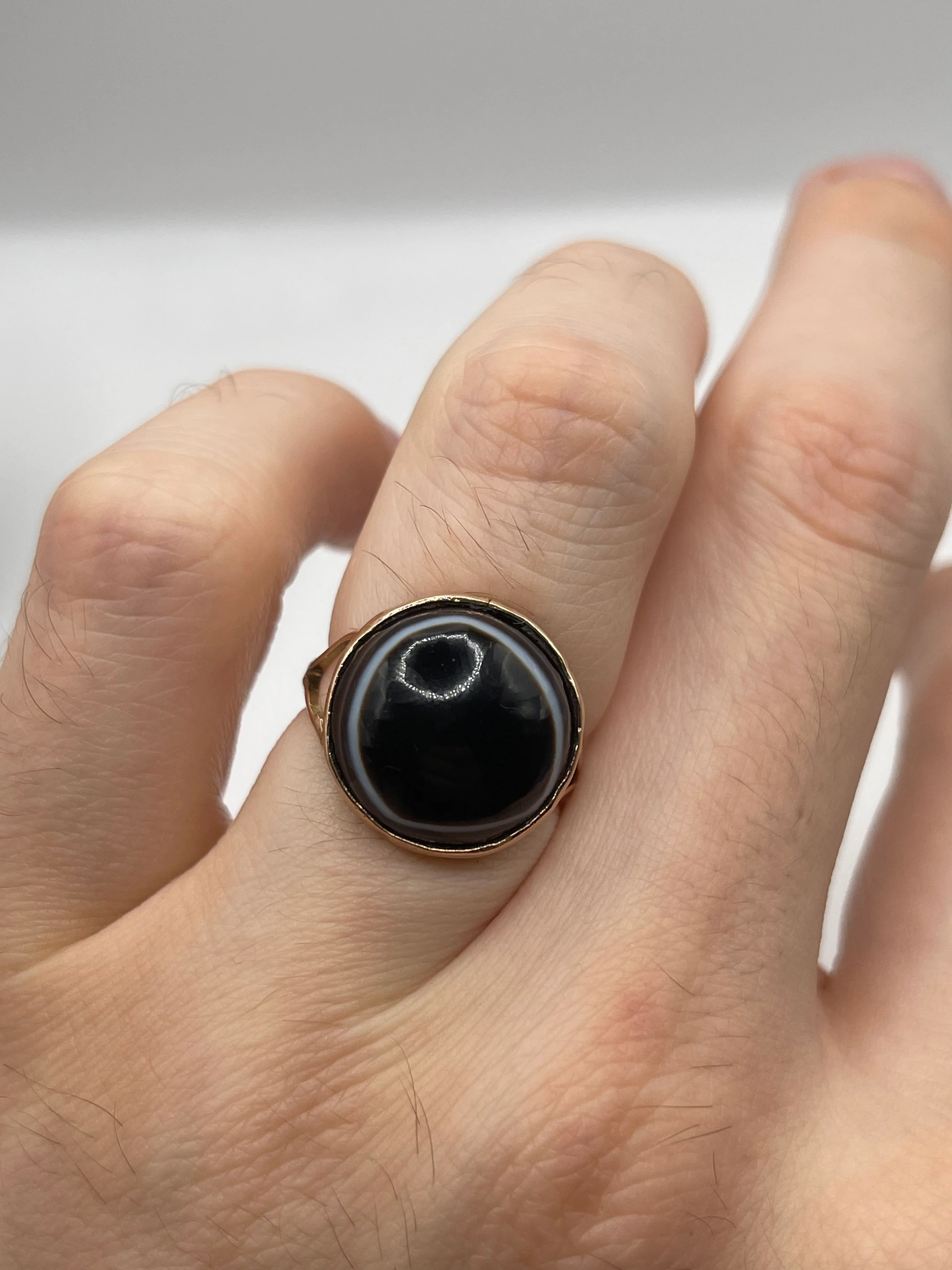 9ct rose gold bullseye agate ring - Image 4