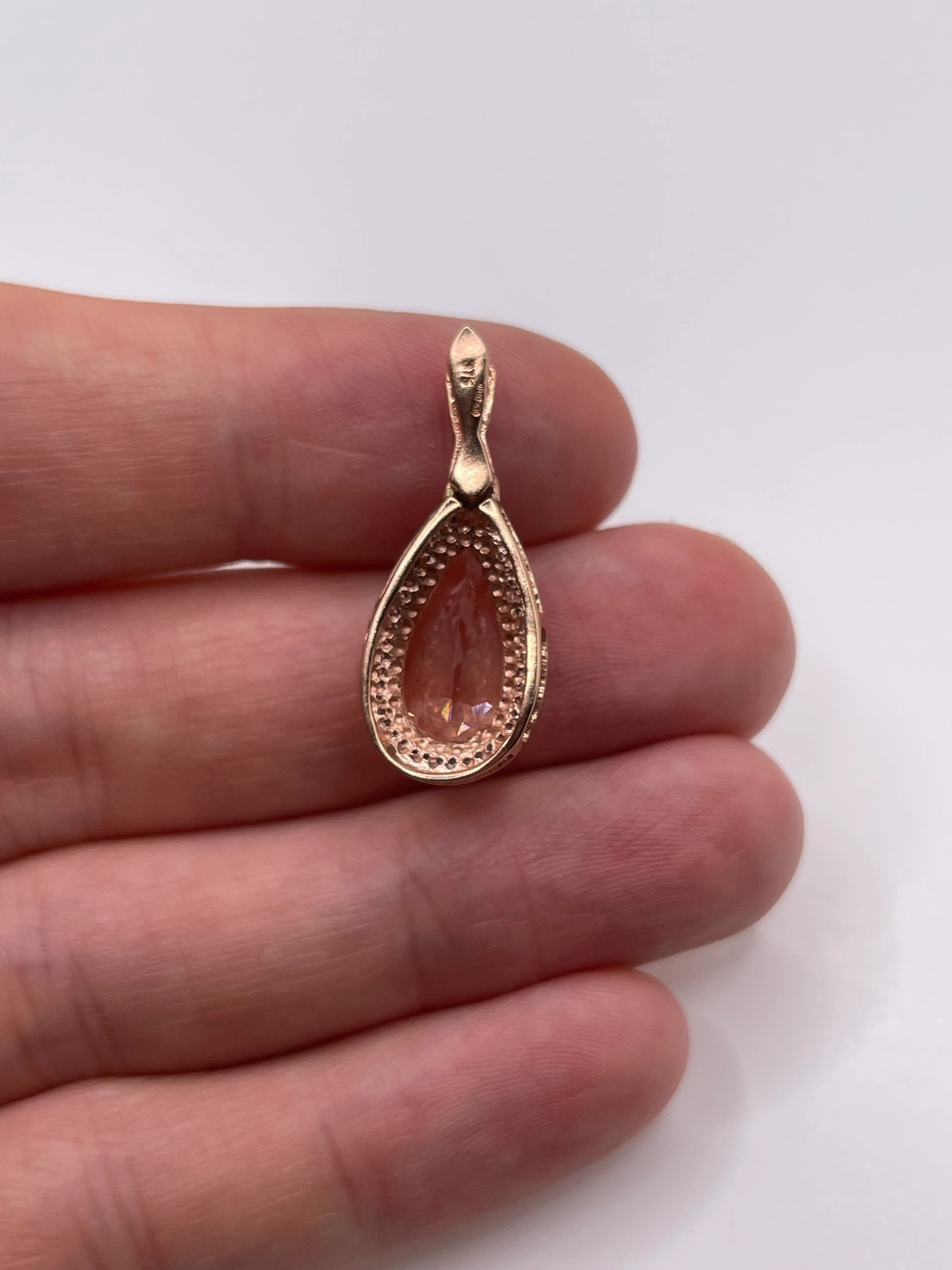 9ct rose gold morganite and diamond pendant - Image 2