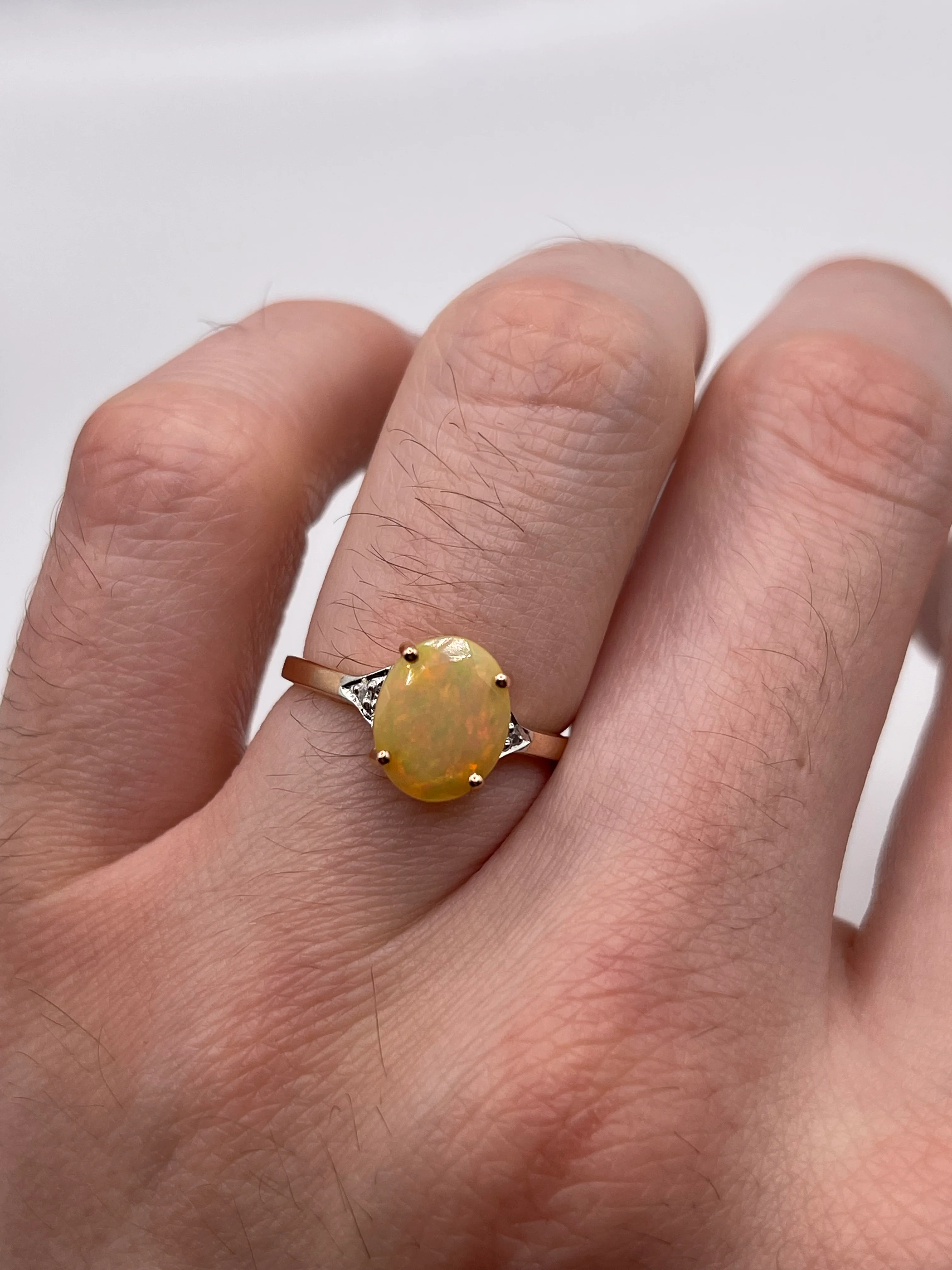 9ct rose gold opal and diamond ring - Image 4