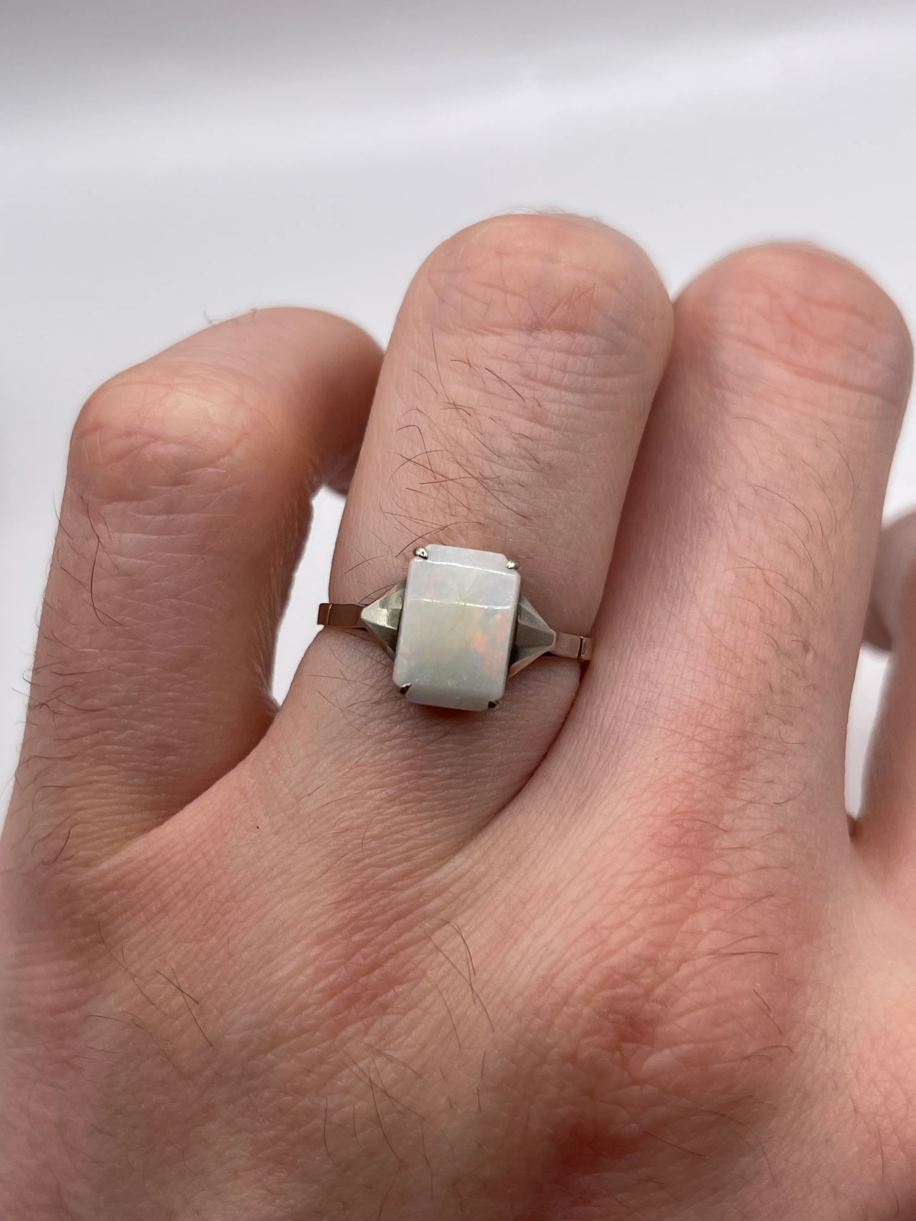 9ct two tone gold opal ring - Image 4