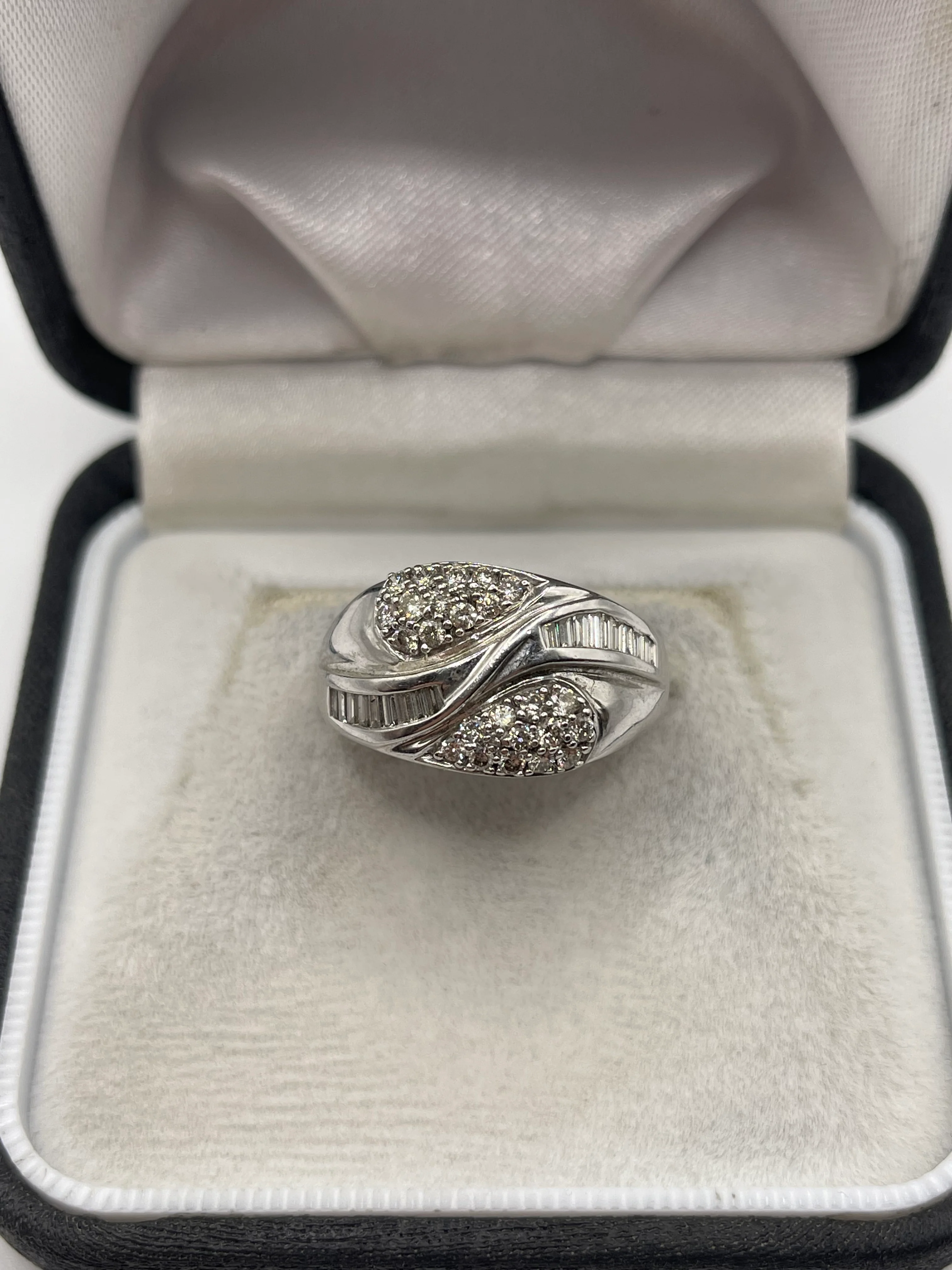 9ct white gold 74 point diamond cluster ring
