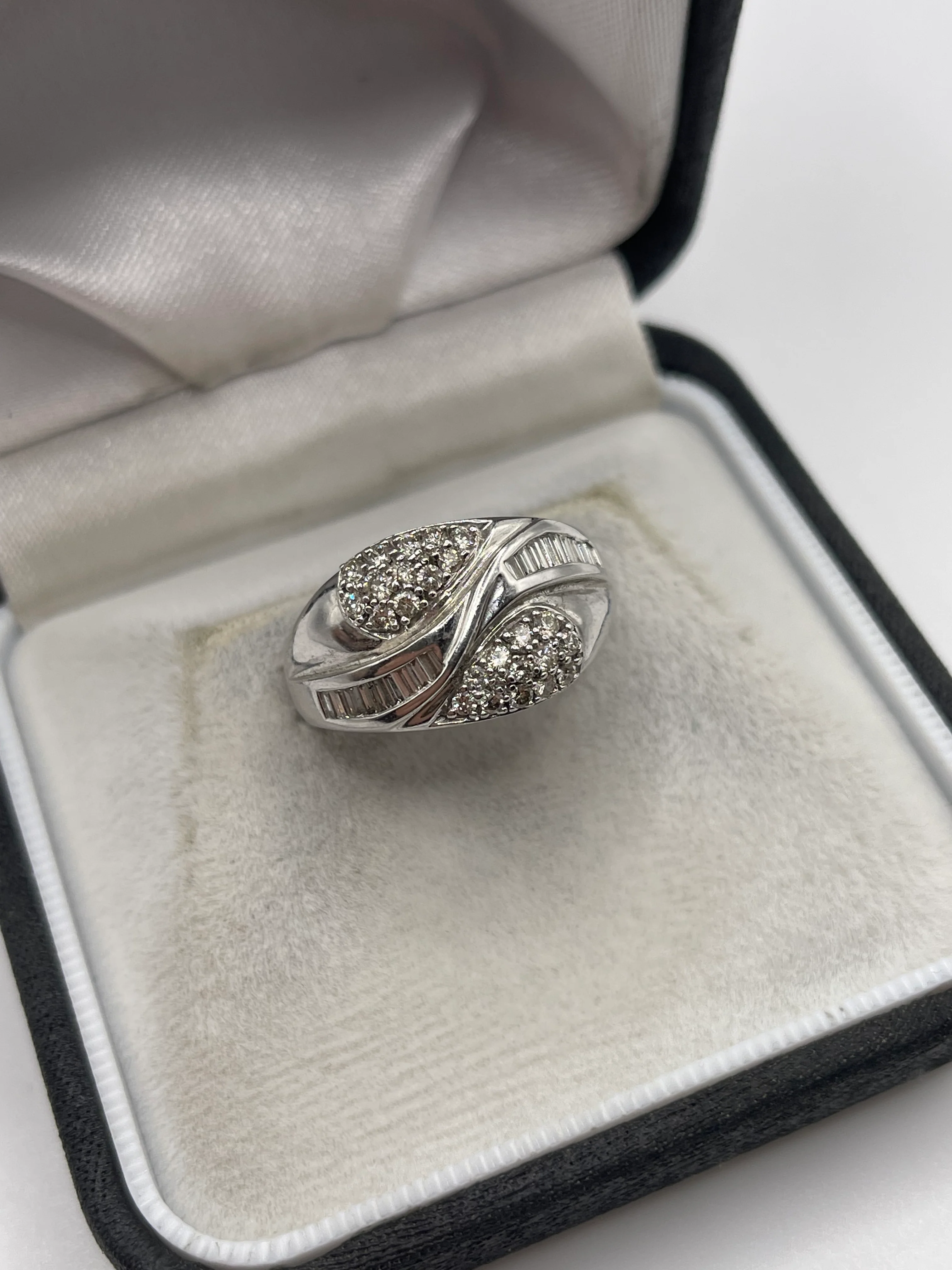 9ct white gold 74 point diamond cluster ring - Image 2