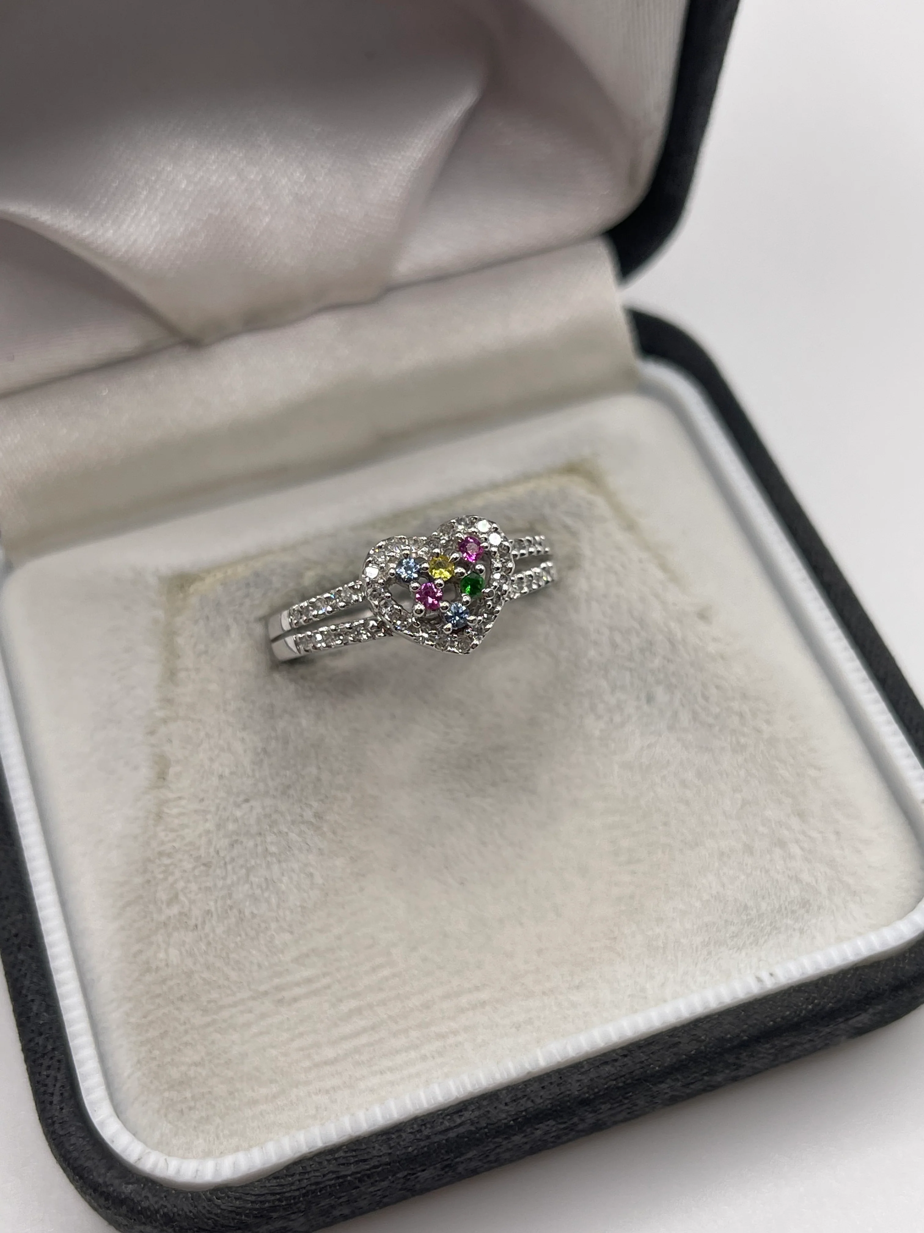 9ct white gold multi gemstone and diamond ring - Image 2