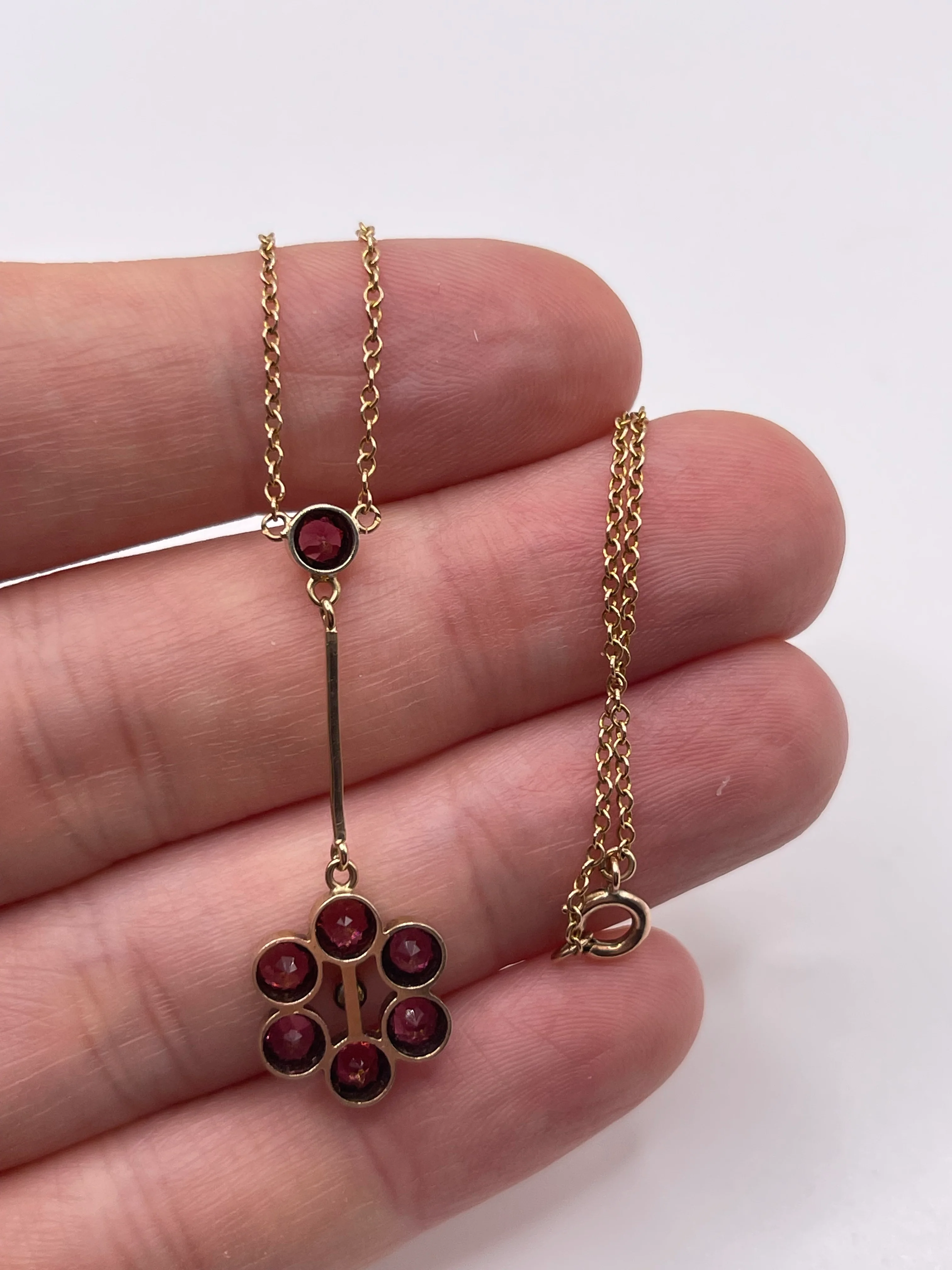 Antique 9ct gold garnet and pearl necklace - Image 3