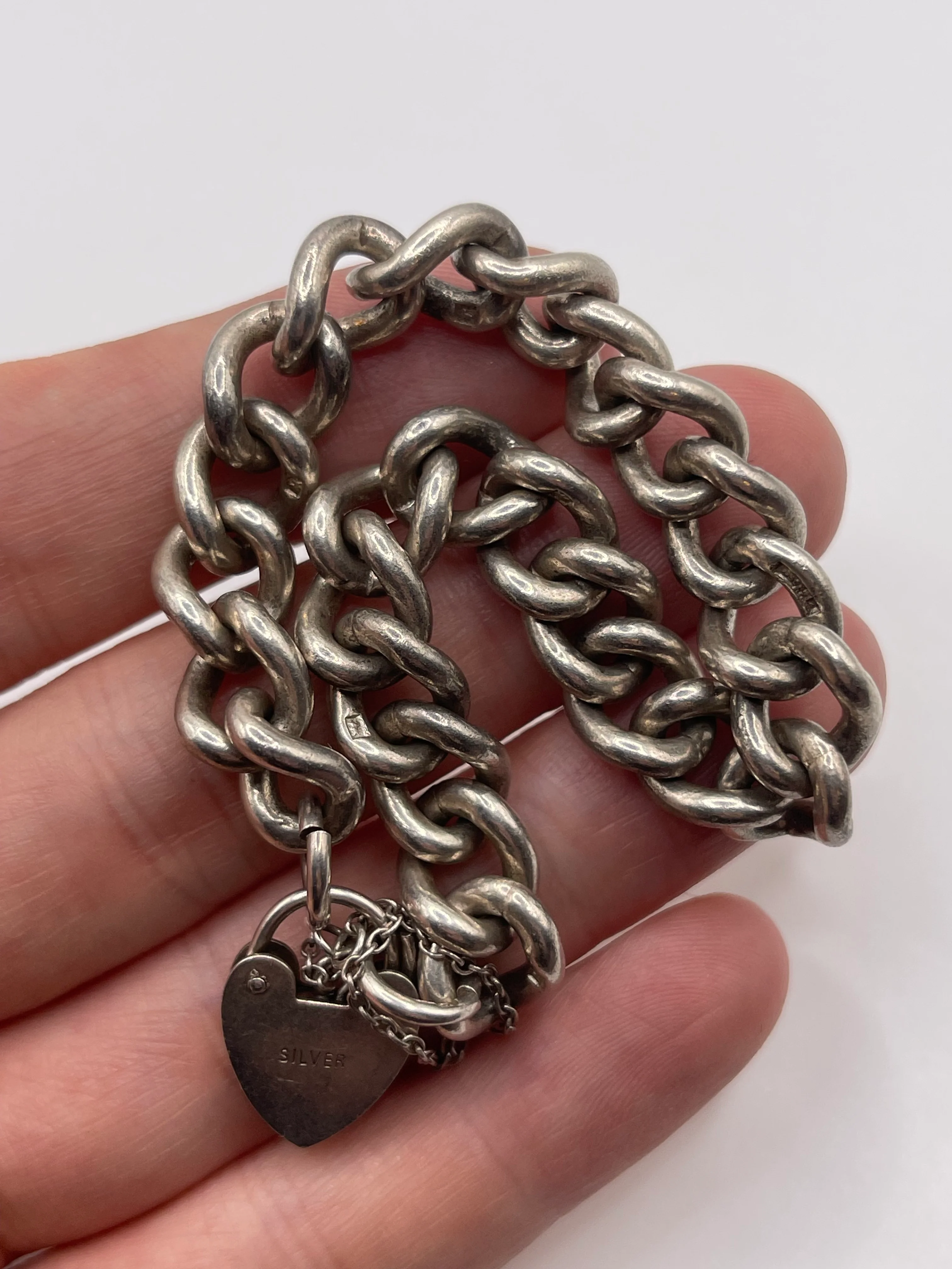 Heavy silver charm bracelet - Image 2