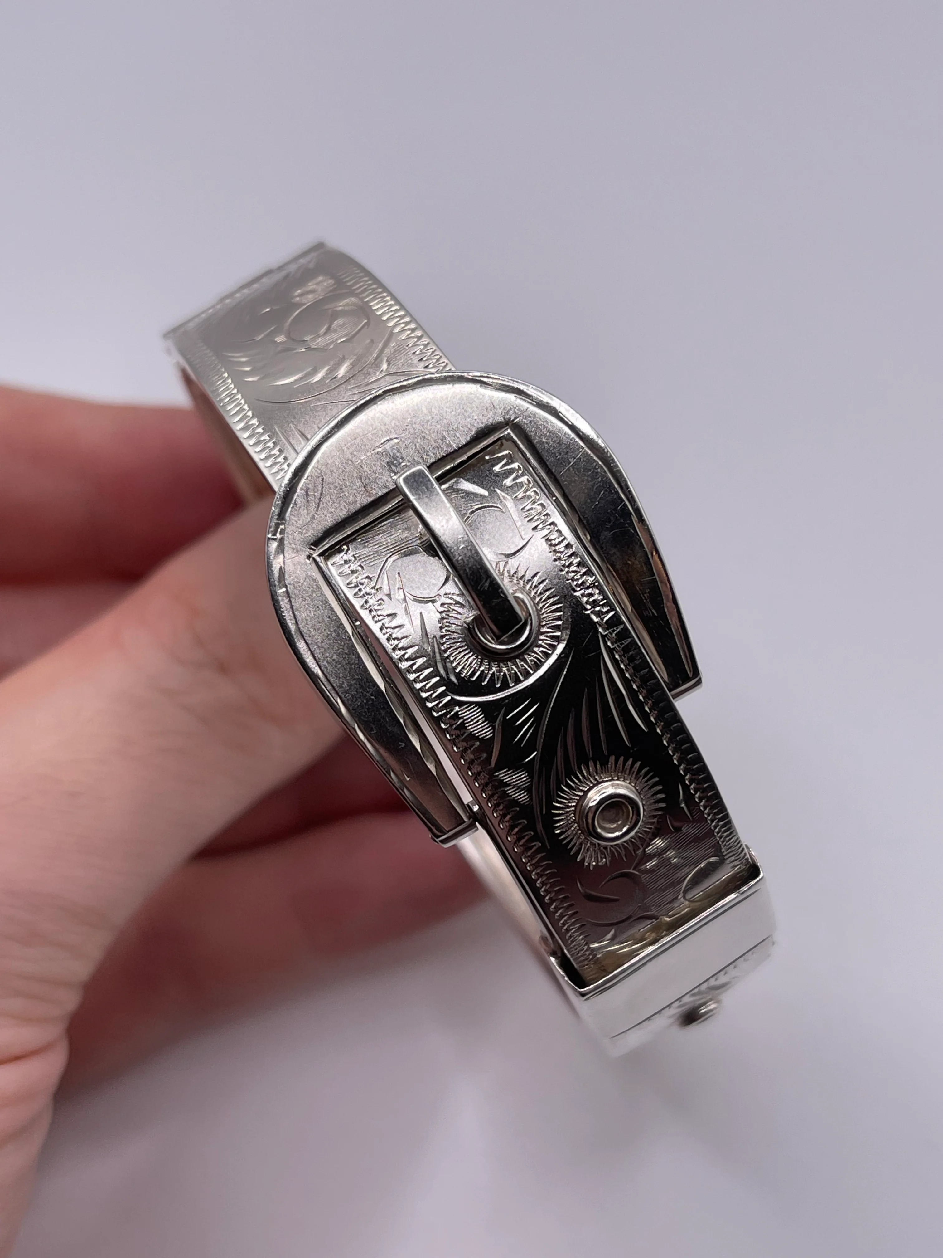 Silver buckle bangle
