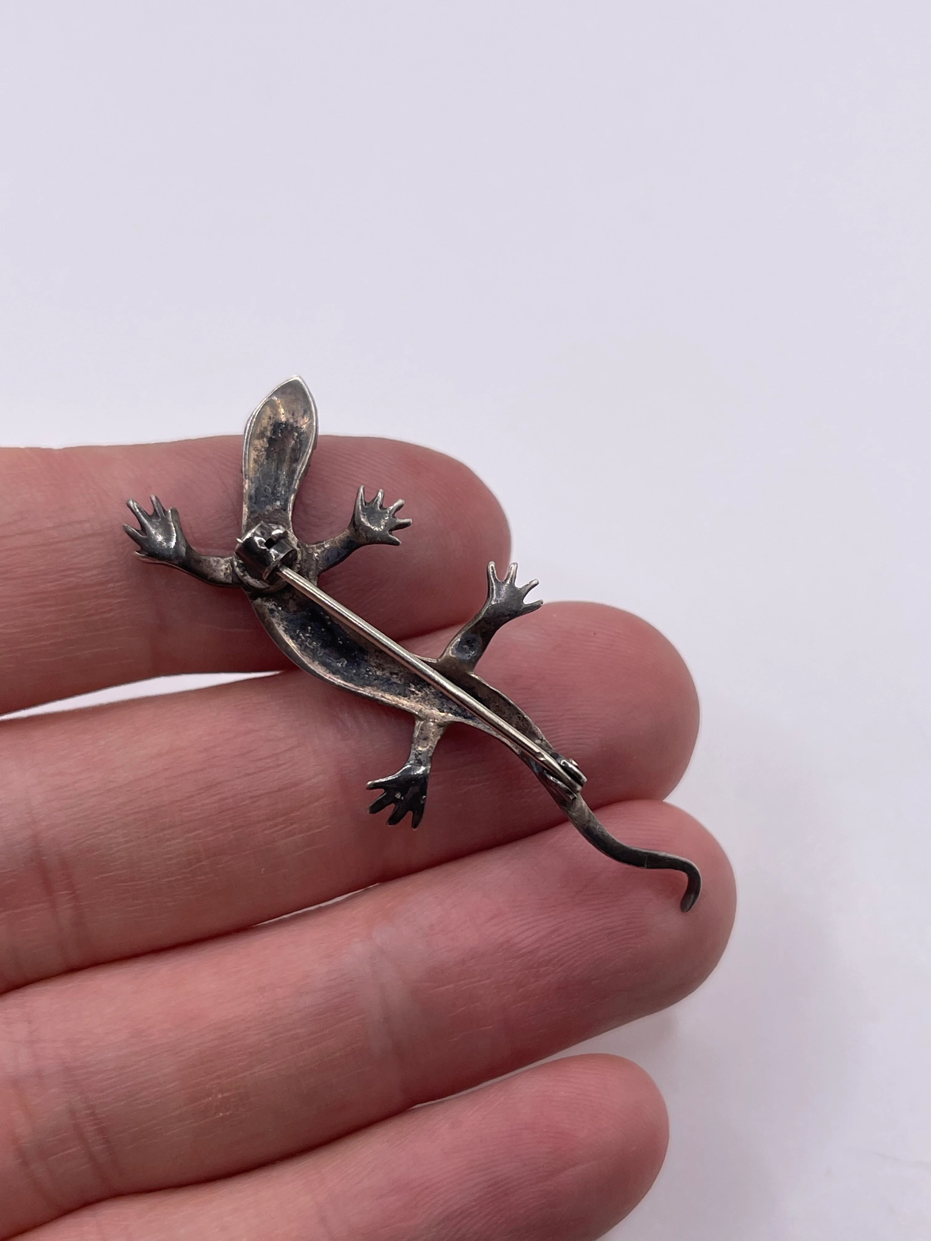 Silver paste and marcasite lizard brooch - Image 3
